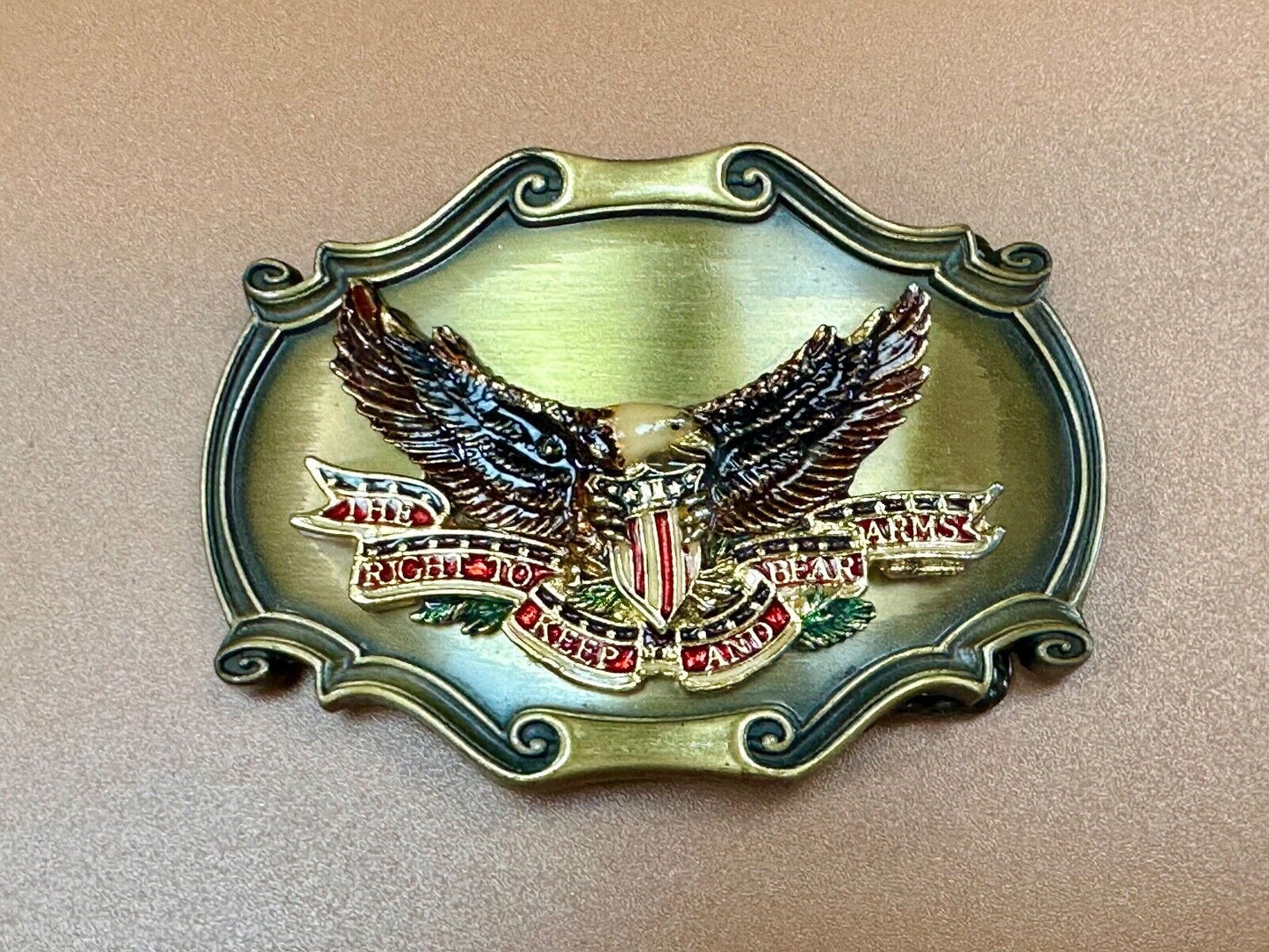 The Right keep & bear arms patriotic 2nd amendment eagle Rraintree belt buckle