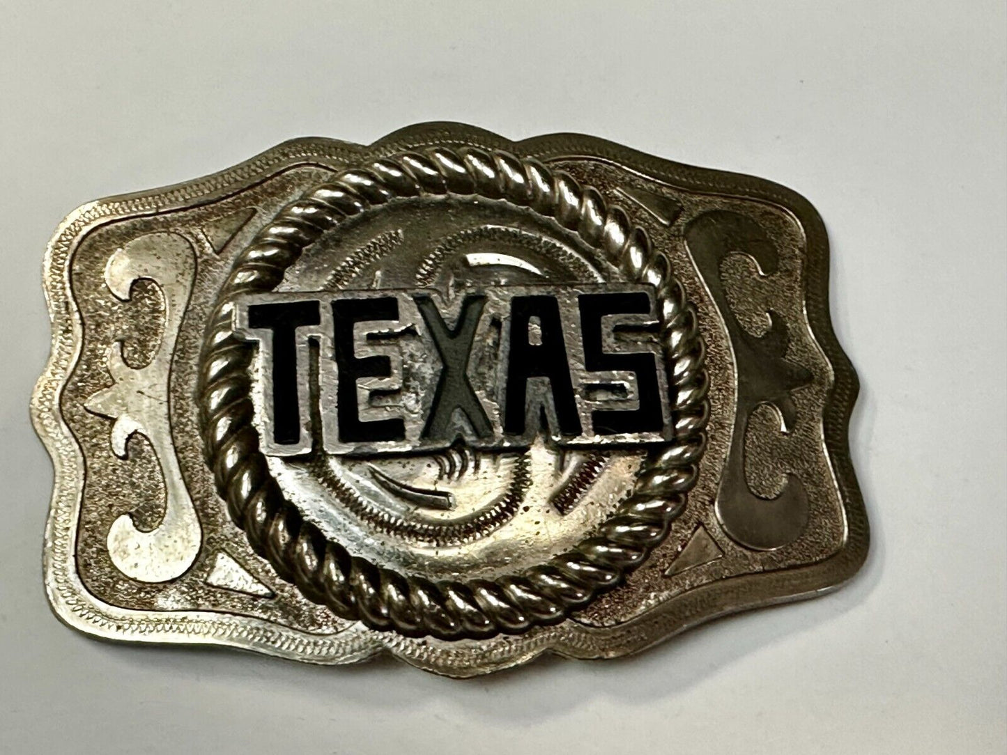 Texas State - Large Centerpiece Ornate Silver Tone Vintage Belt Buckle