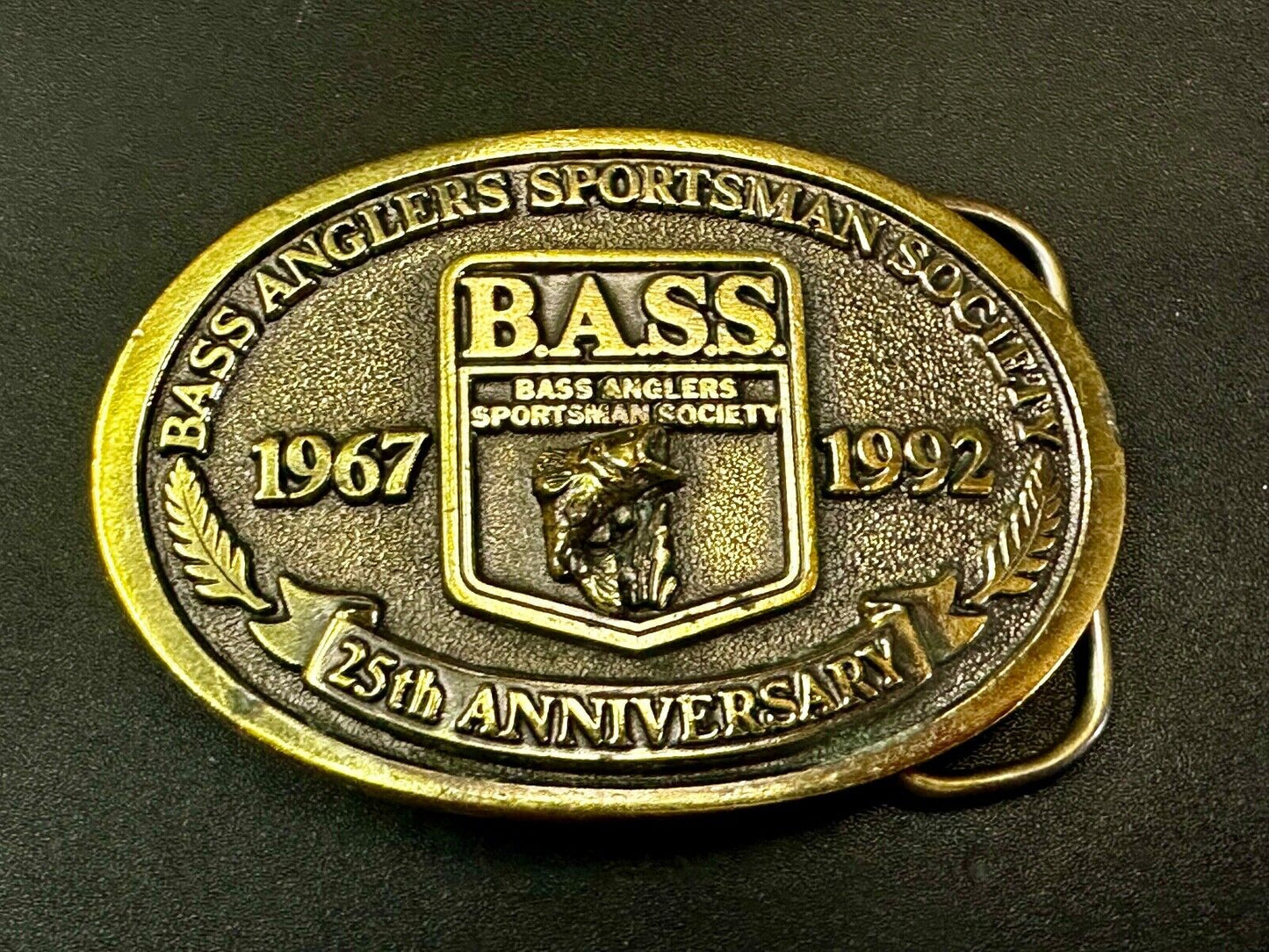 1992 BASS Anglers Sportsman Society Sport Fishing Fishermans 25th yr Belt Buckle