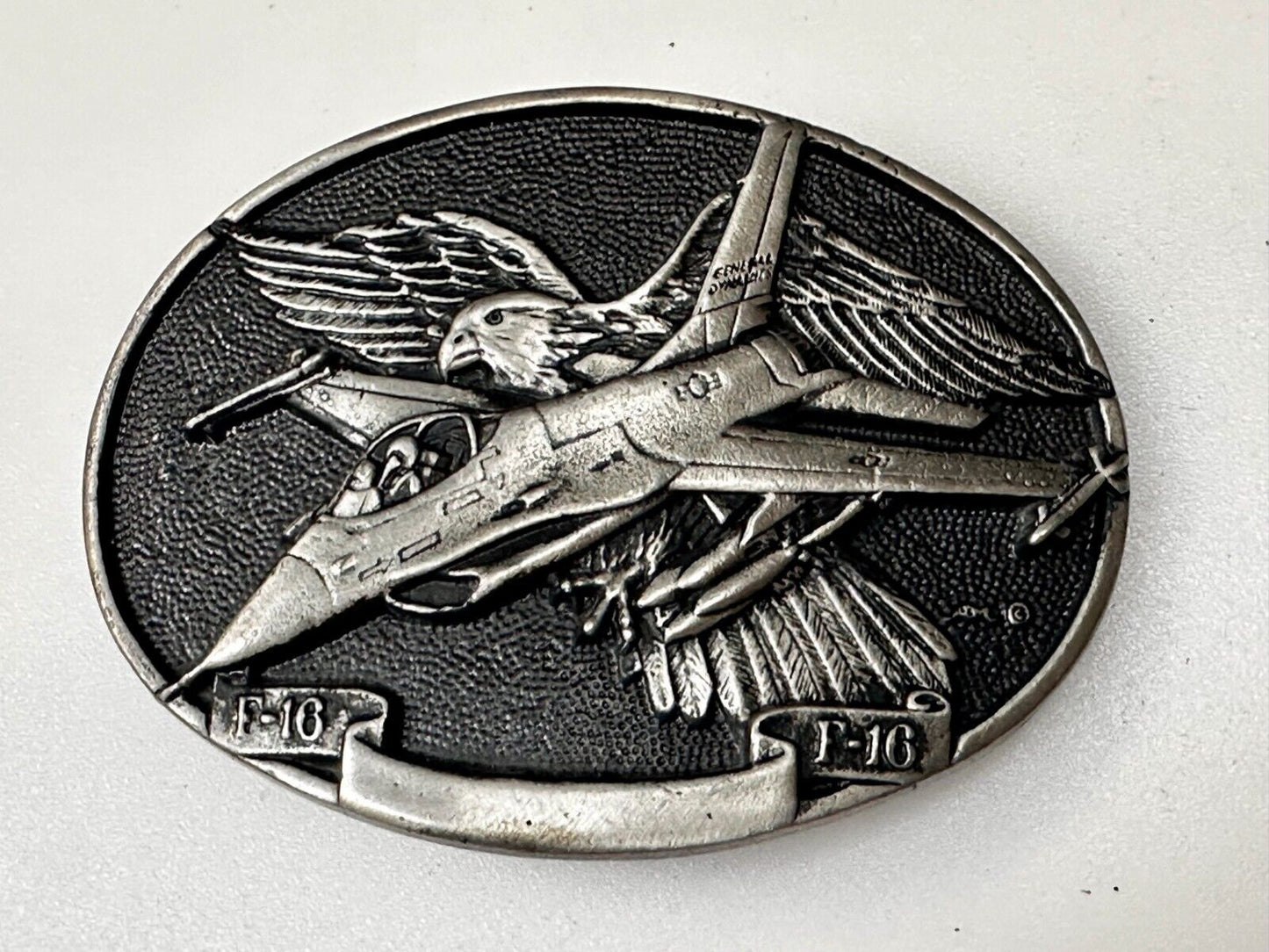 USAF F-16 Fighting Falcon Fighter Jet Airplane War Belt Buckle by Rey Okims