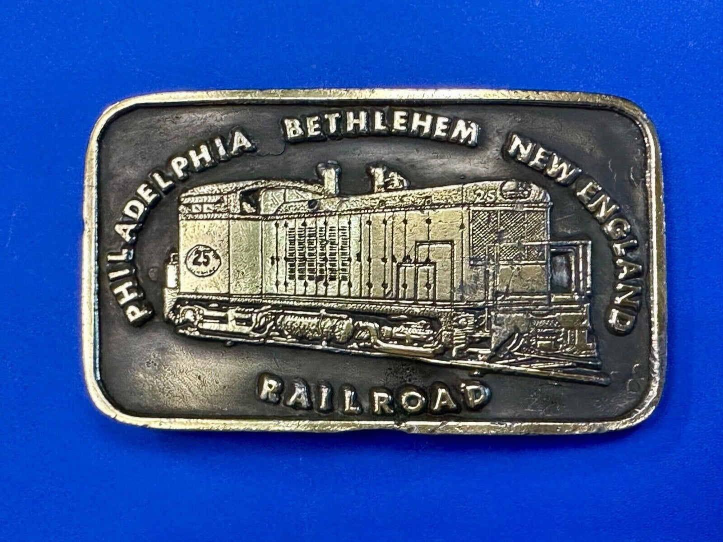 Train Engine 25 Philadelphia Bethlehem New England RR Tiffany Studio Belt Buckle