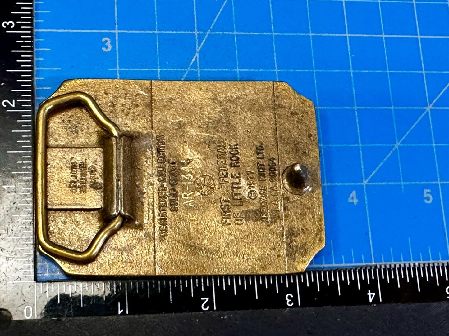 ARKANSAS RAZORBACK Solid Brass Vintage 1977 Belt Buckle Heritage Mint LTD