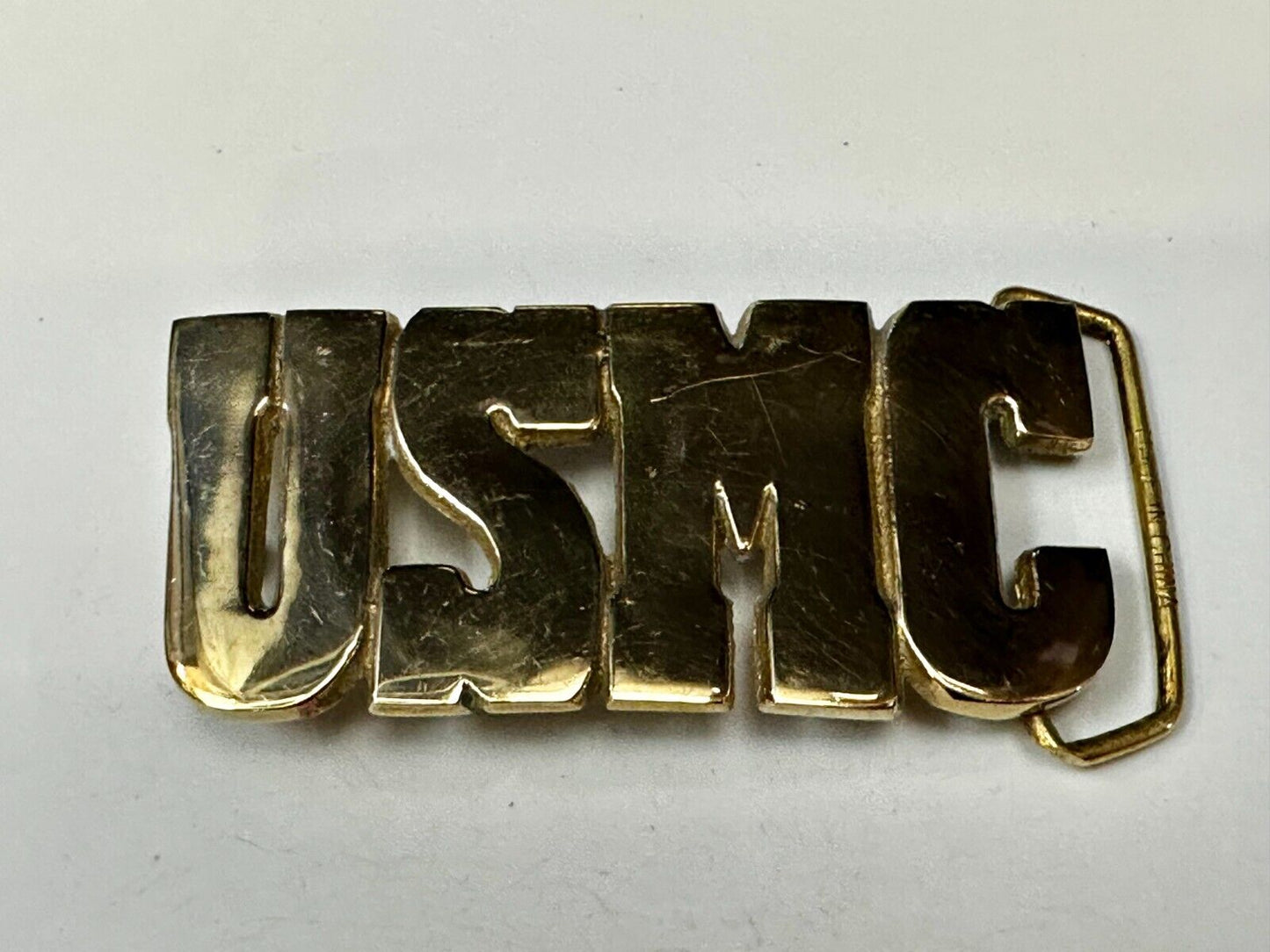 USMC United States Marines Patriotic Block Letter Baron Brass Belt Buckle