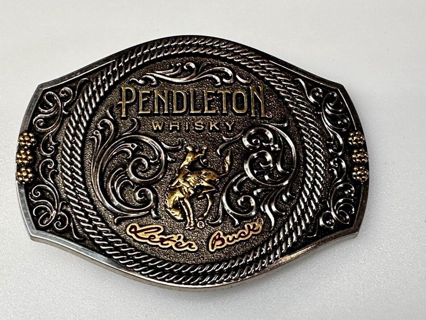 2021 Pendleton Whiskey Let'er Buck Rodeo Cowboy Montana Silversmiths Belt Buckle