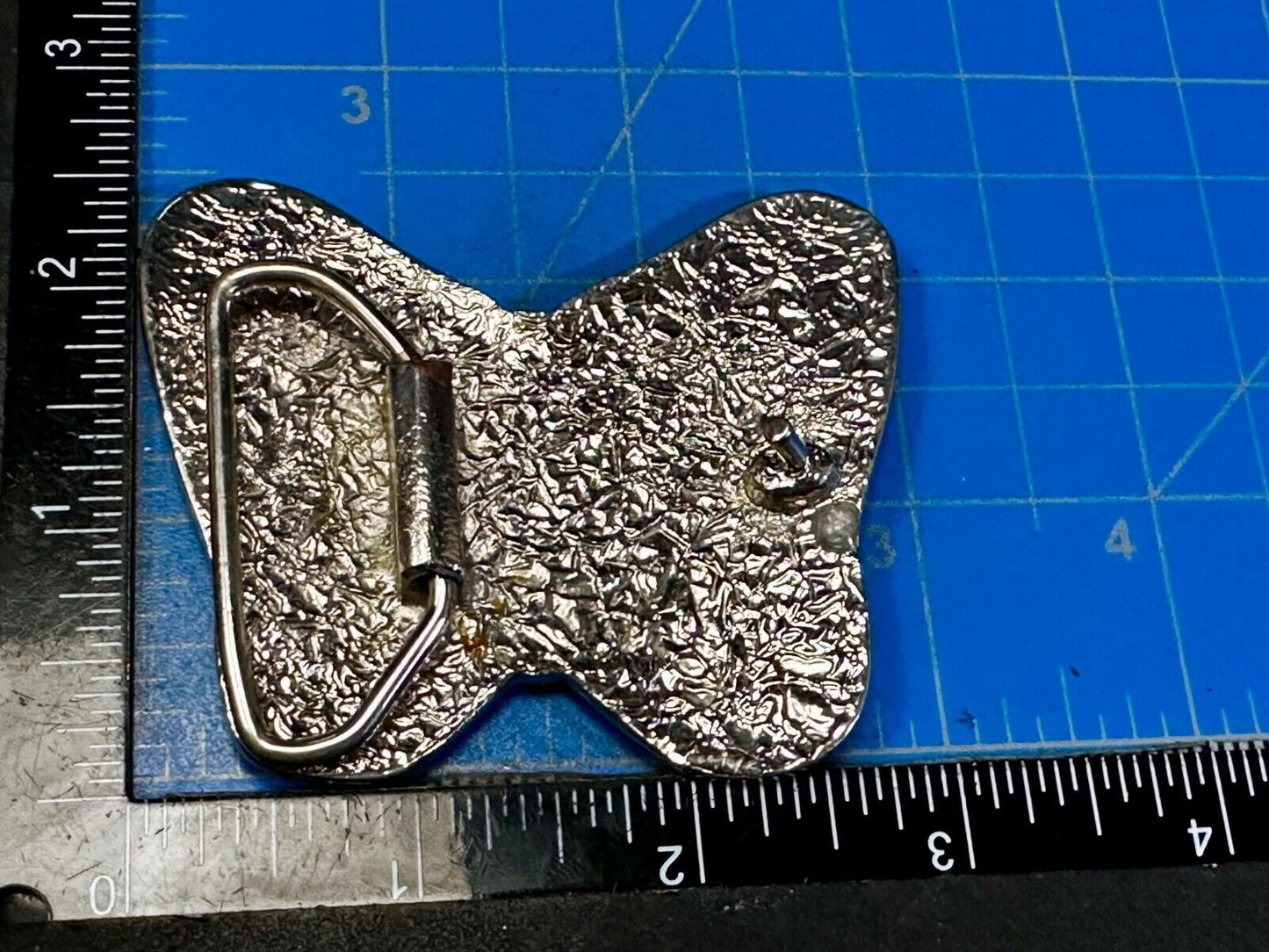Beautiful Butterfly Figural Turquoise Coral Chips Inlay Cutout 3" Belt Buckle