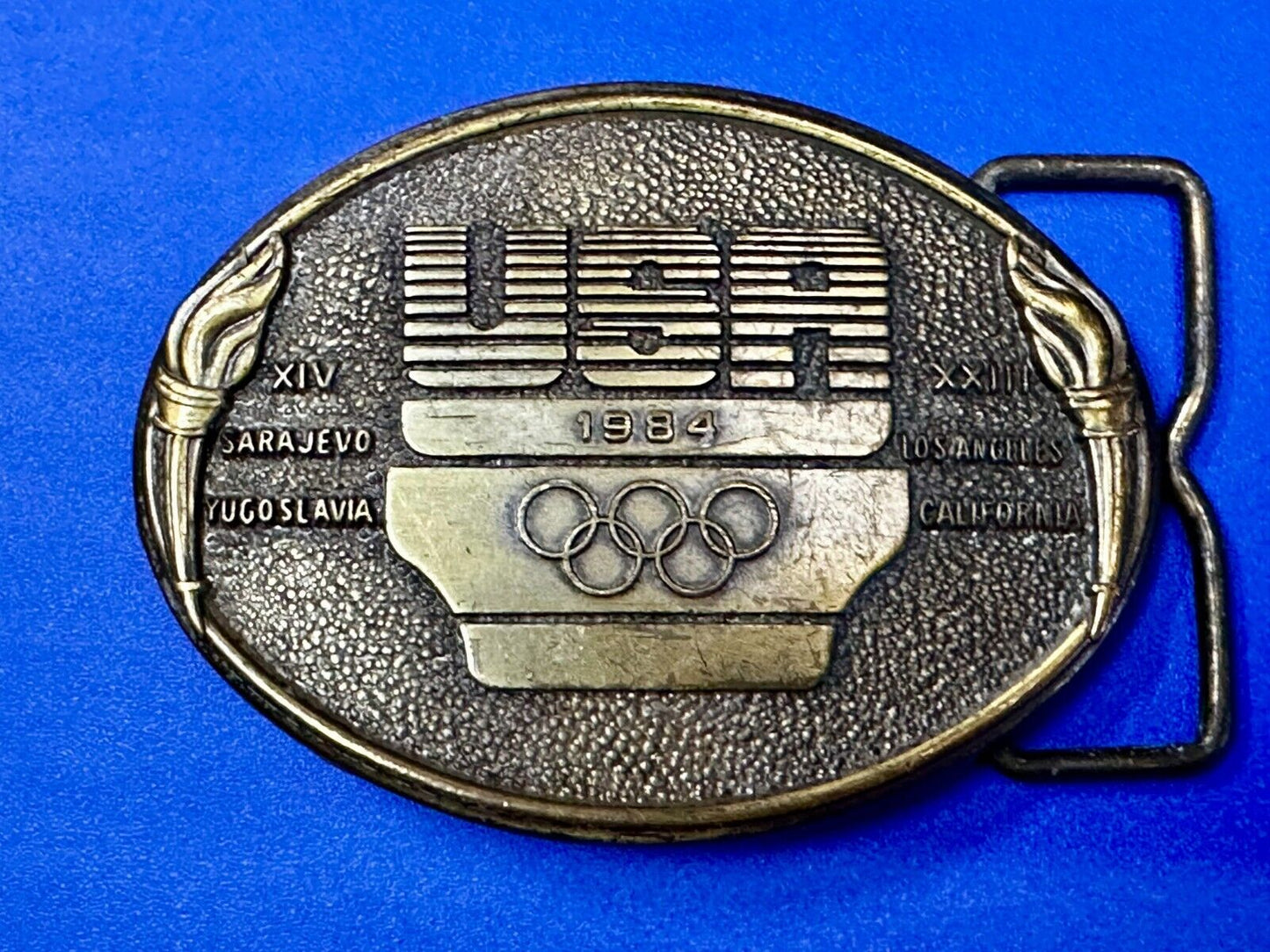 1984 USA Olympics Los Angeles California Vintage Commemorative Belt Buckle