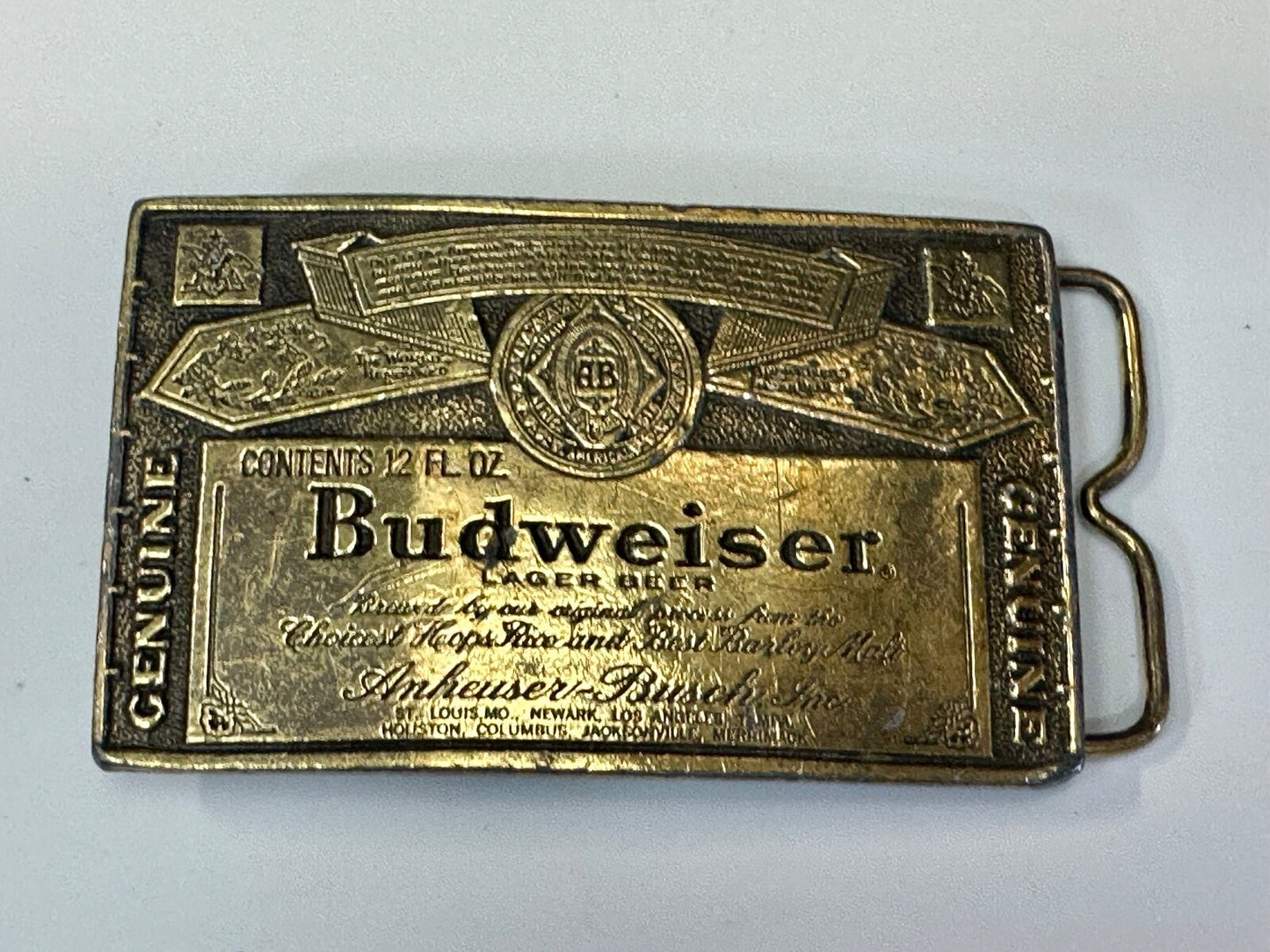 Vintage Budweiser A-168 Beer Company Brass Tone Add Belt Buckle