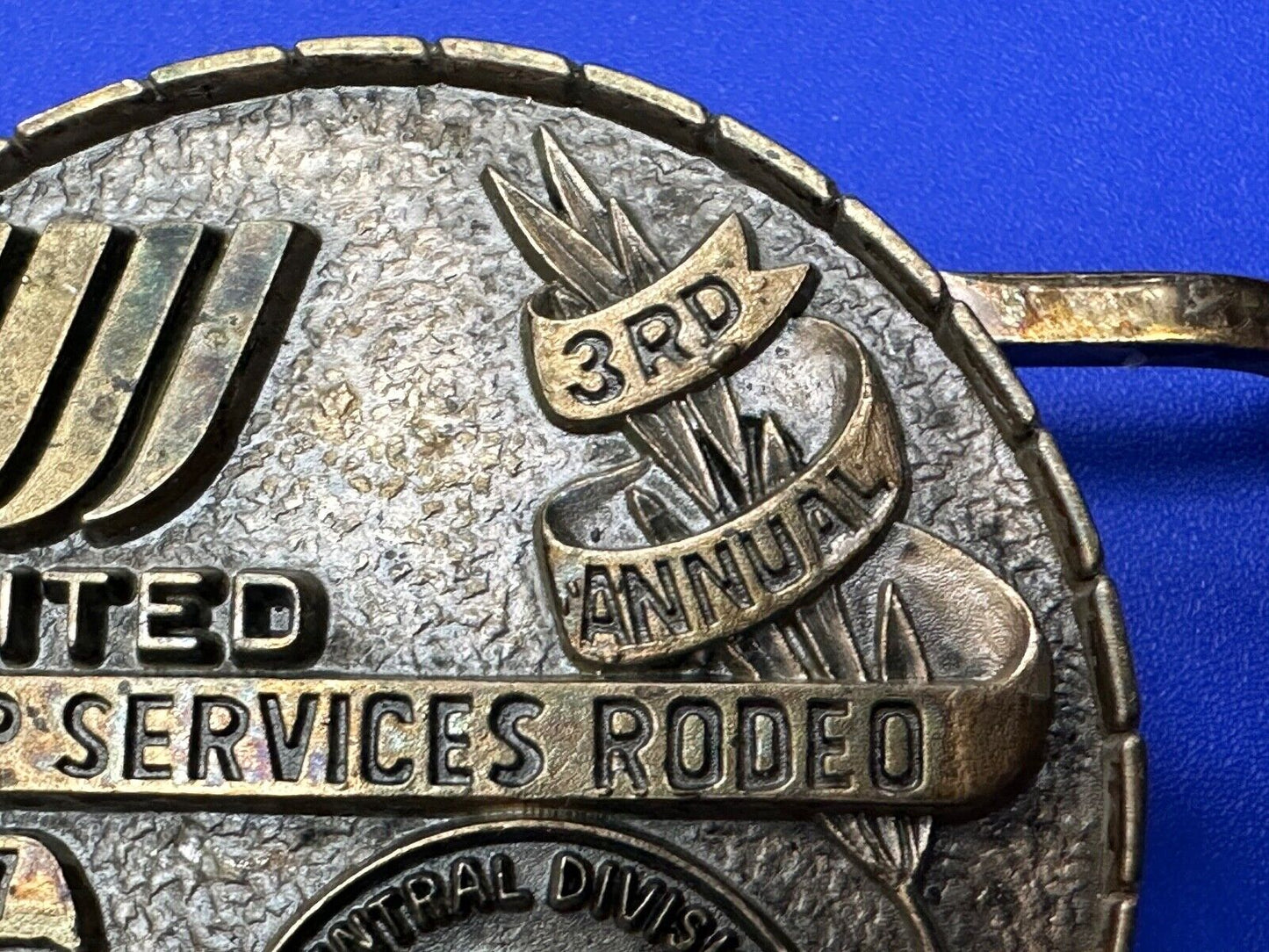 United Airlines Ramp Services Rodeo Central Division 3rd Annual 1977 Belt Buckle