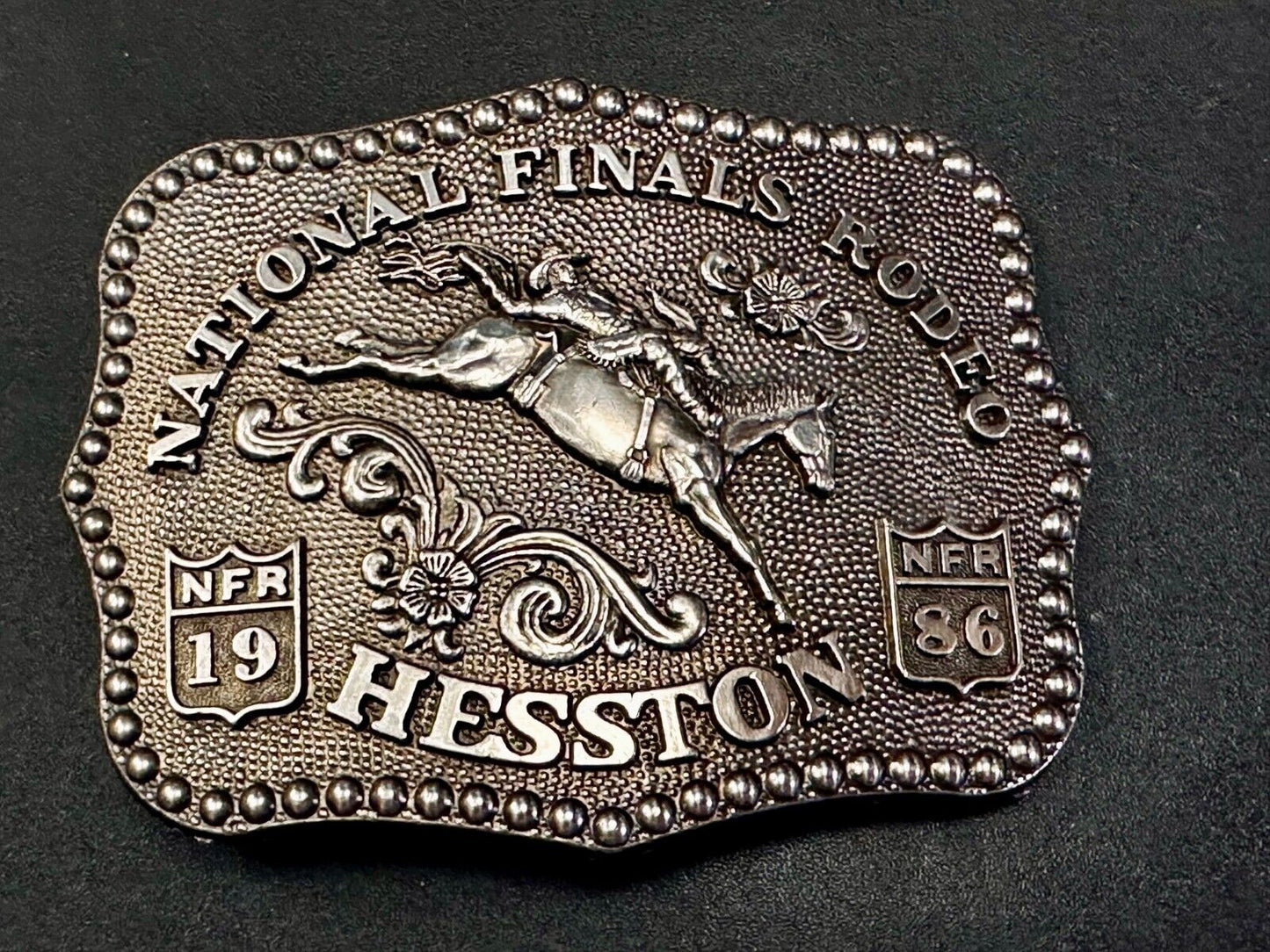 1986 Hesston NFR National Finals Rodeo Cowboys Western Belt Buckle