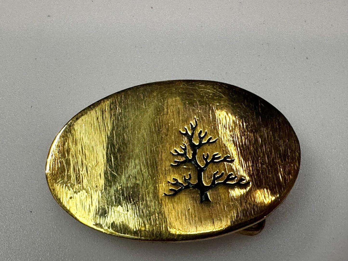 Black inland Fall Tree Small Hippy Vibe Brass Belt Buckle for up to a 1.25" belt