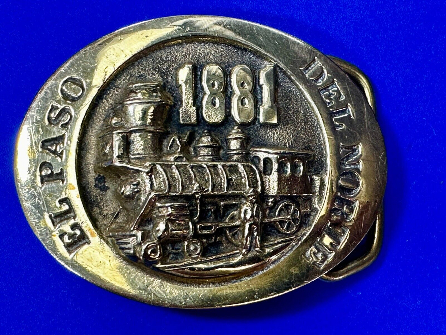 Train Engine El Paso Del Norte 1881 Rail Road Locomotive Solid Brass Belt Buckle
