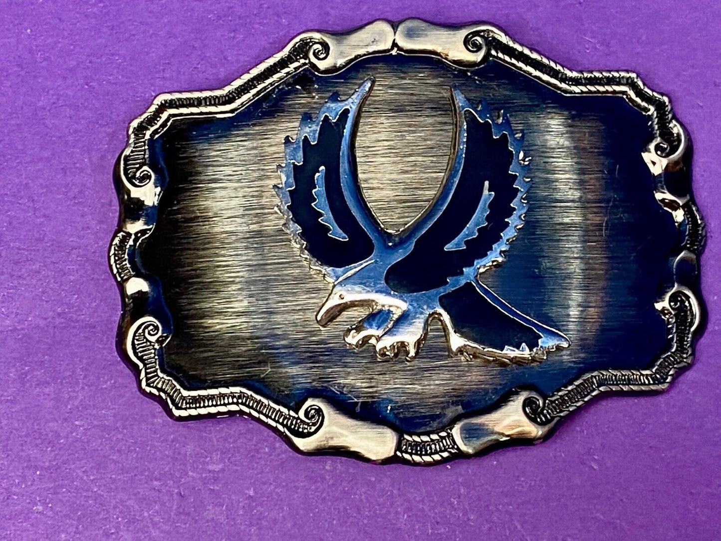 VIntage EAGLE enamel filled western framed belt buckle