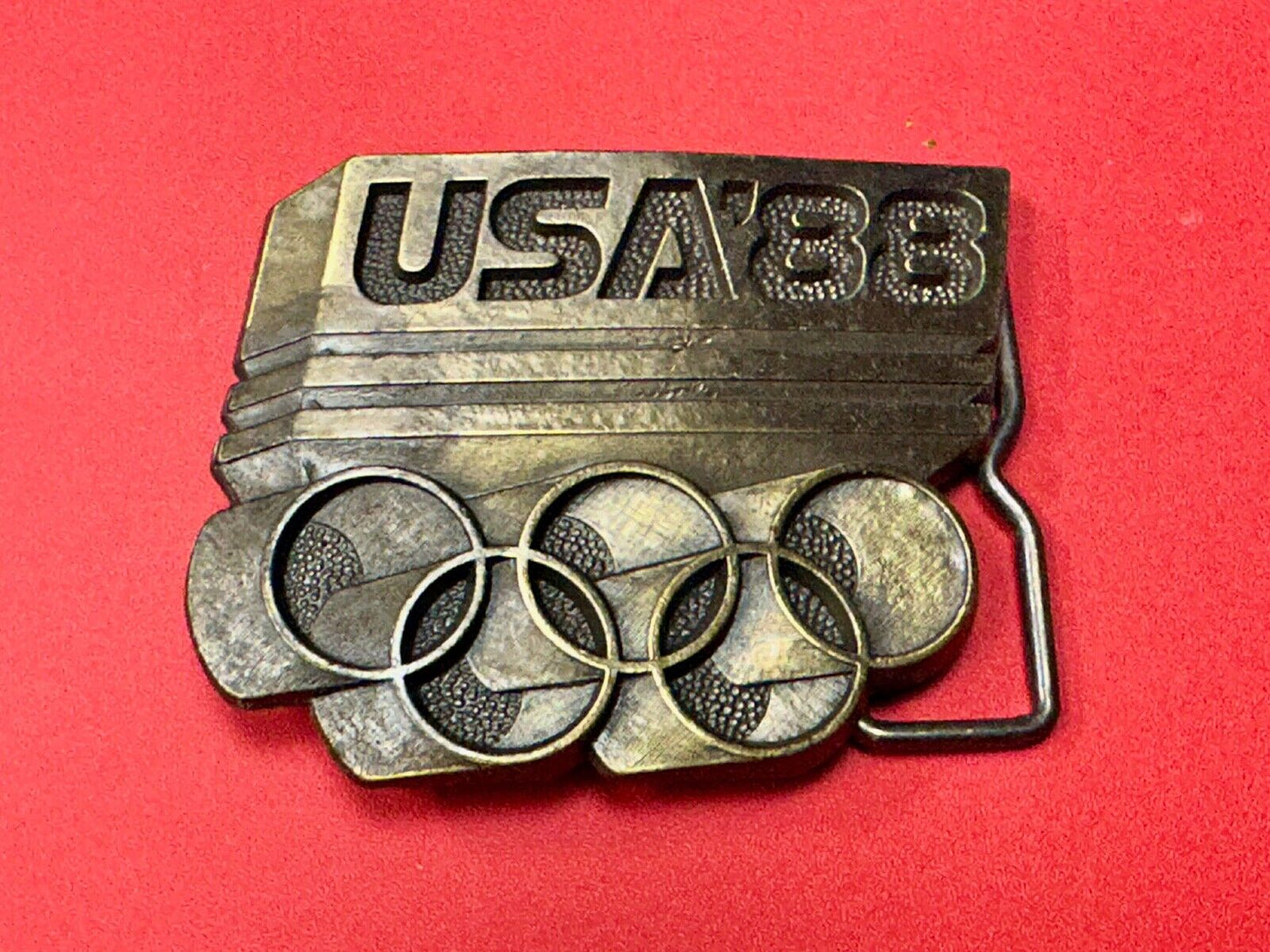 USA Olympic Games 1988 Five Ring Emblem logo belt buckle