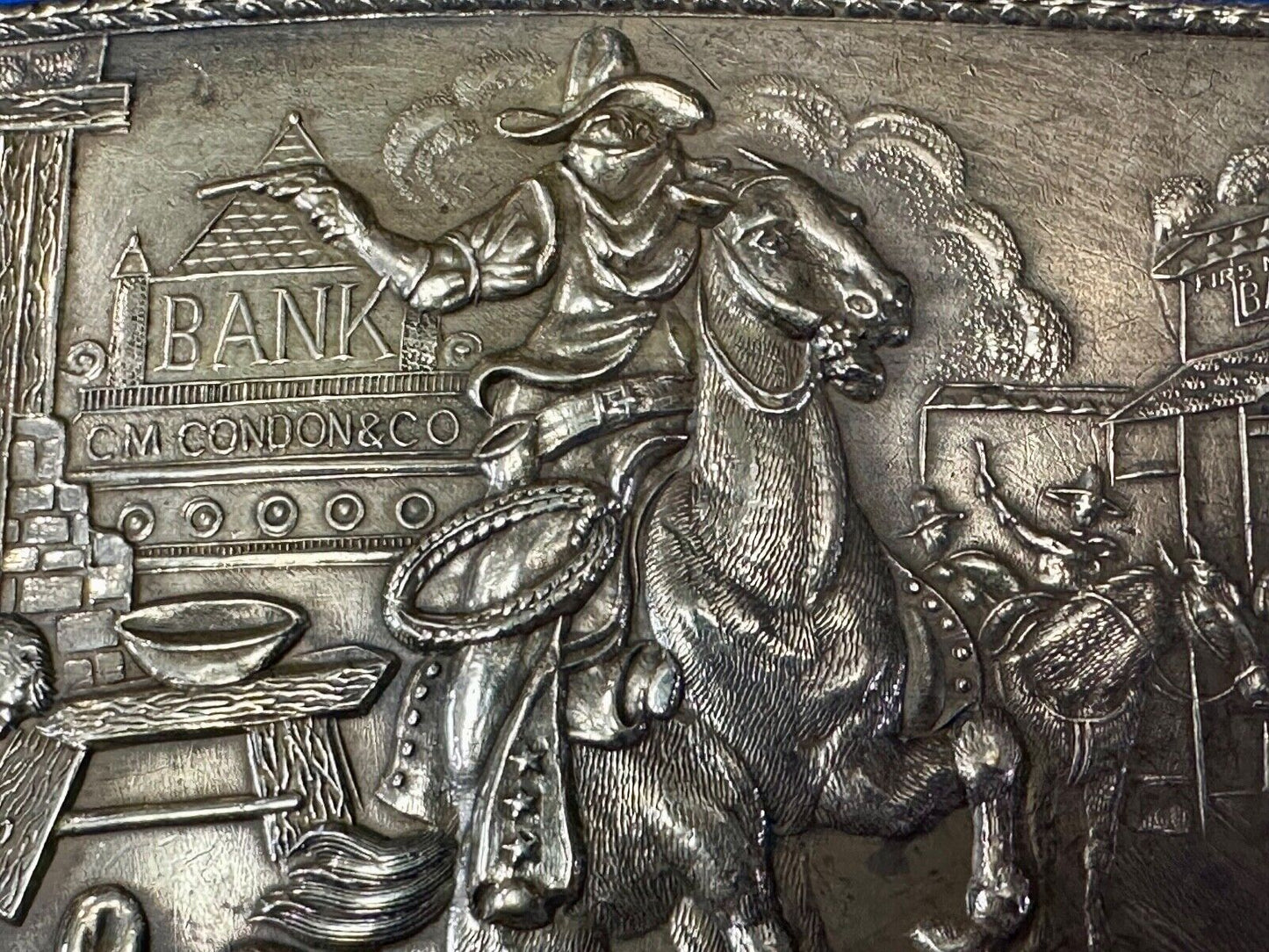 The Dalton Gang Collectors Brass Belt Buckle West Cowboy Style - see Hallmarks!