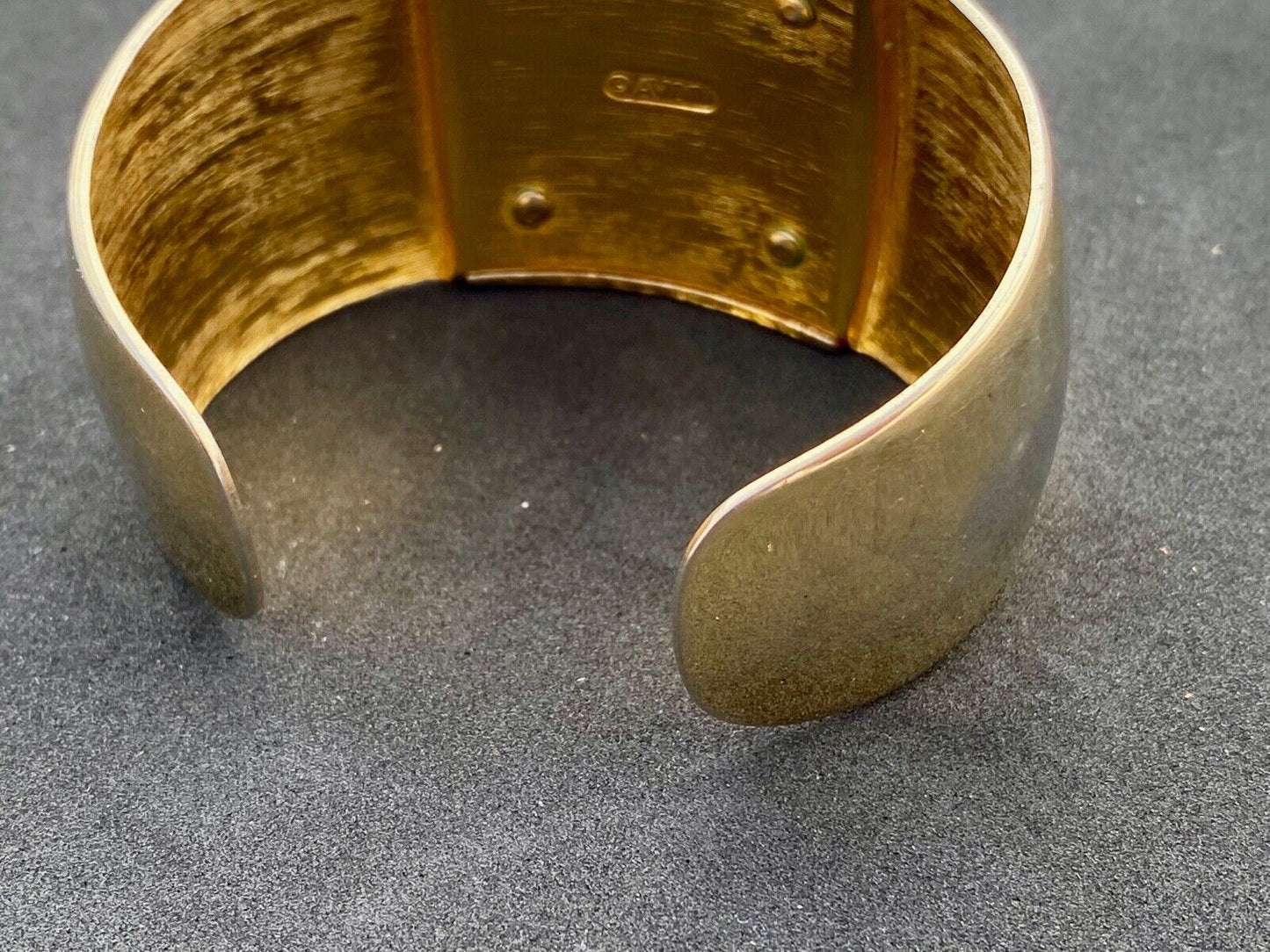 Vintage Avon Cream Lucite Gold Tone Cuff Bracelet Mod