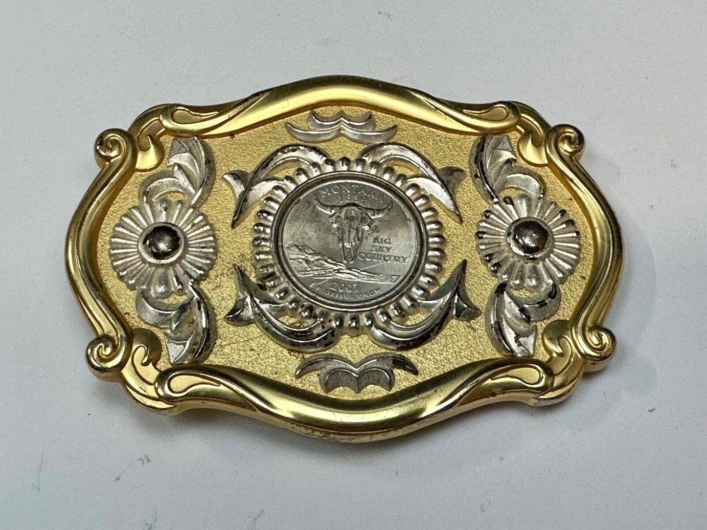 2007 Montana State Quarter Dollar Coin Big Sky Country in quality belt buckle