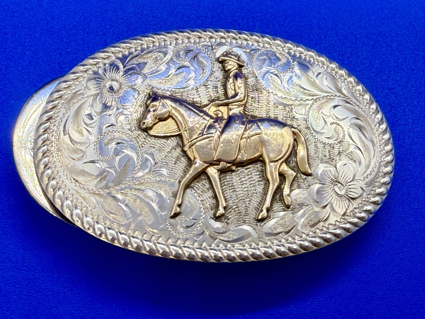 Vintage Diablo Sterling 8 Belt Buckle - Horseback cowboy BEAUTIFUL