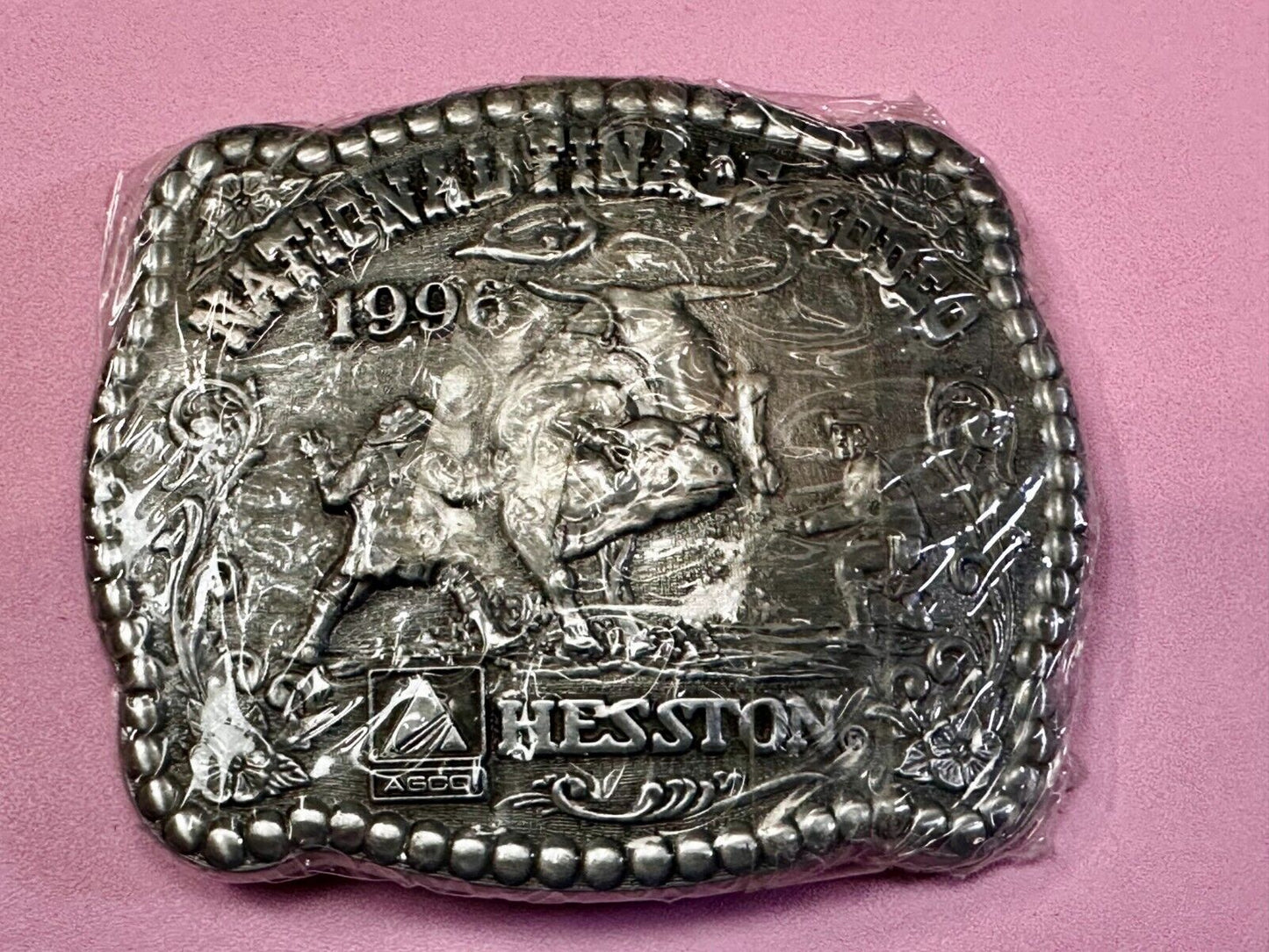 1996 Hesston NFR National Finals Rodeo Cowboys NOS Western Belt Buckle