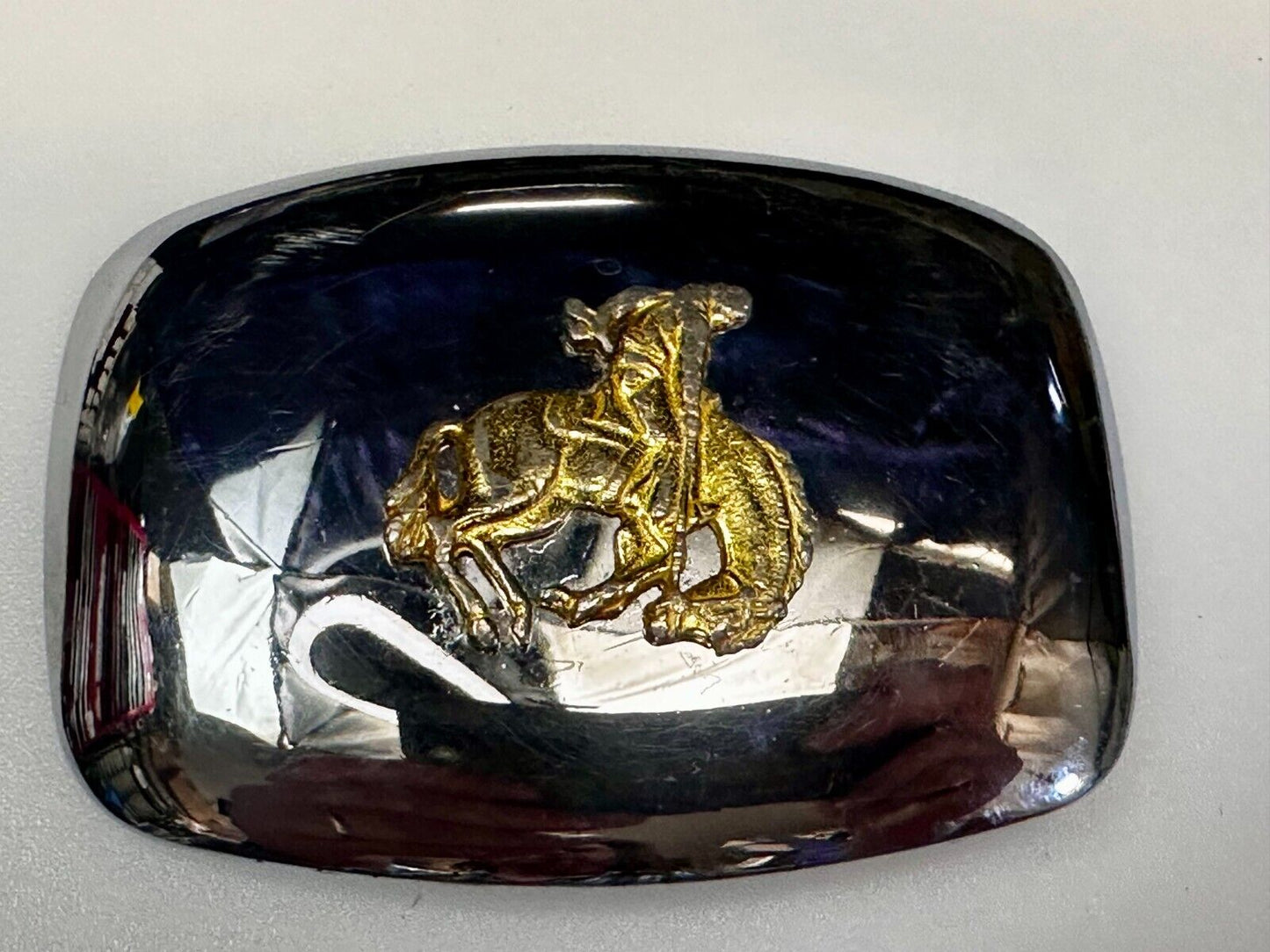 Vintage Cowboy Saddle Bronc Western Two Tone Reflective Belt Buckle