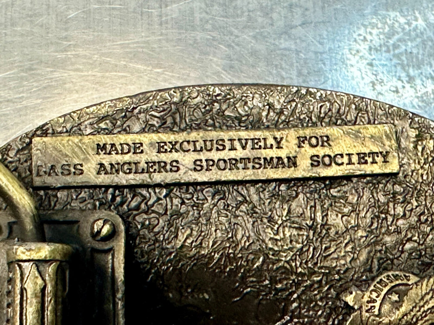 BASS Anglers Sportsman Society LIFE MEMBER Brass Tone Great American Belt Buckle