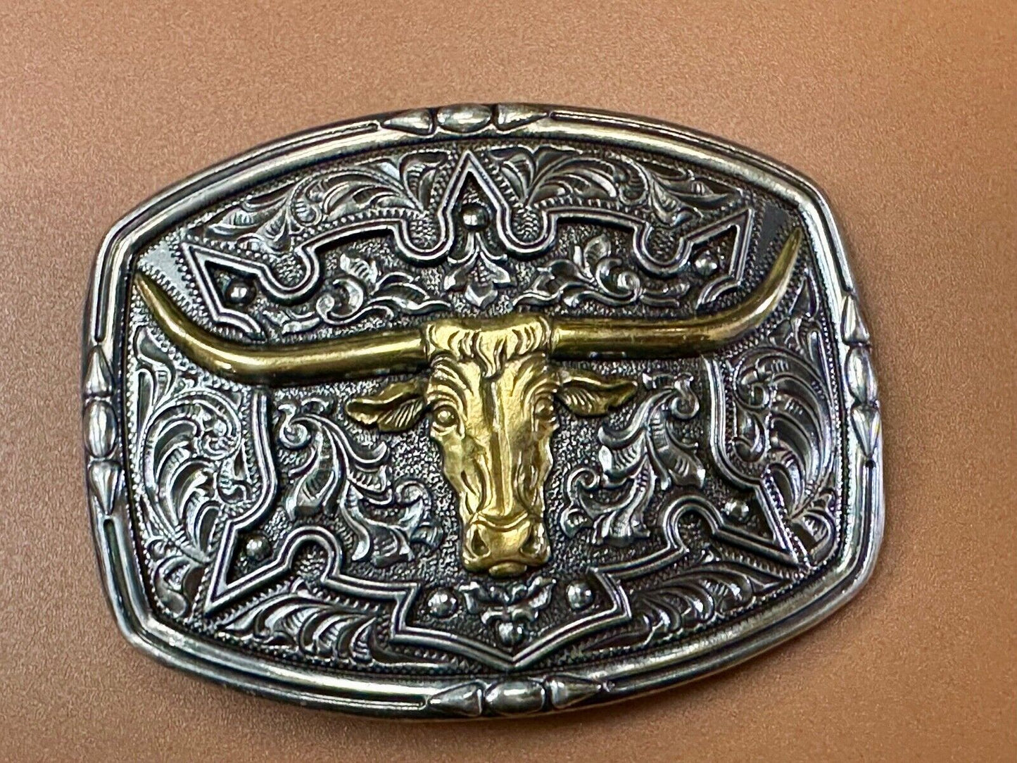 The Longhorn cow steer - cowboys cowgirls western belt buckle by Nocona
