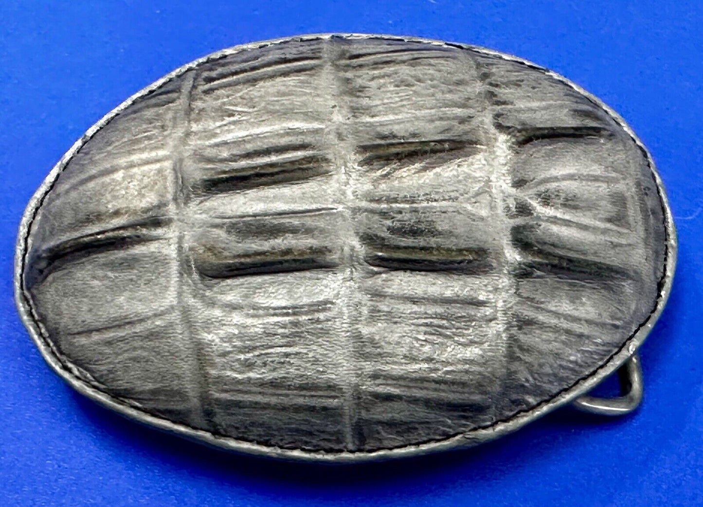 Black Crocodile Tail Skin Design Large Artisan Leather Belt Buckle