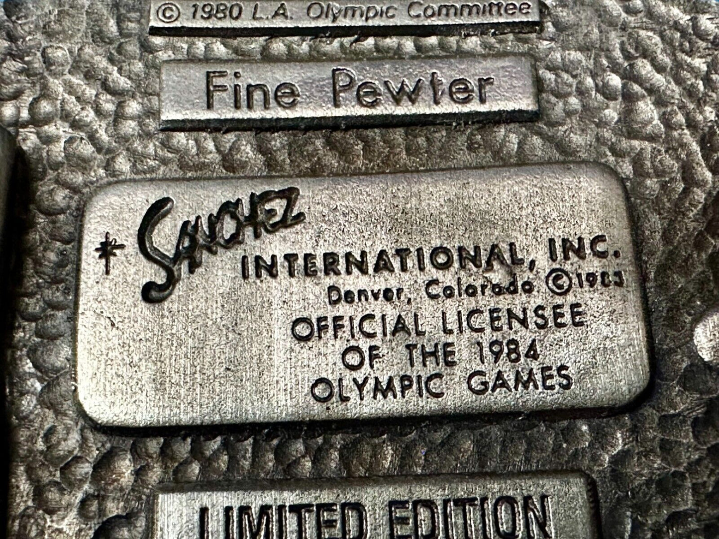Baseball - 1984 Los Angeles Olympics Commemorative Pewter Sanchez Belt Buckle