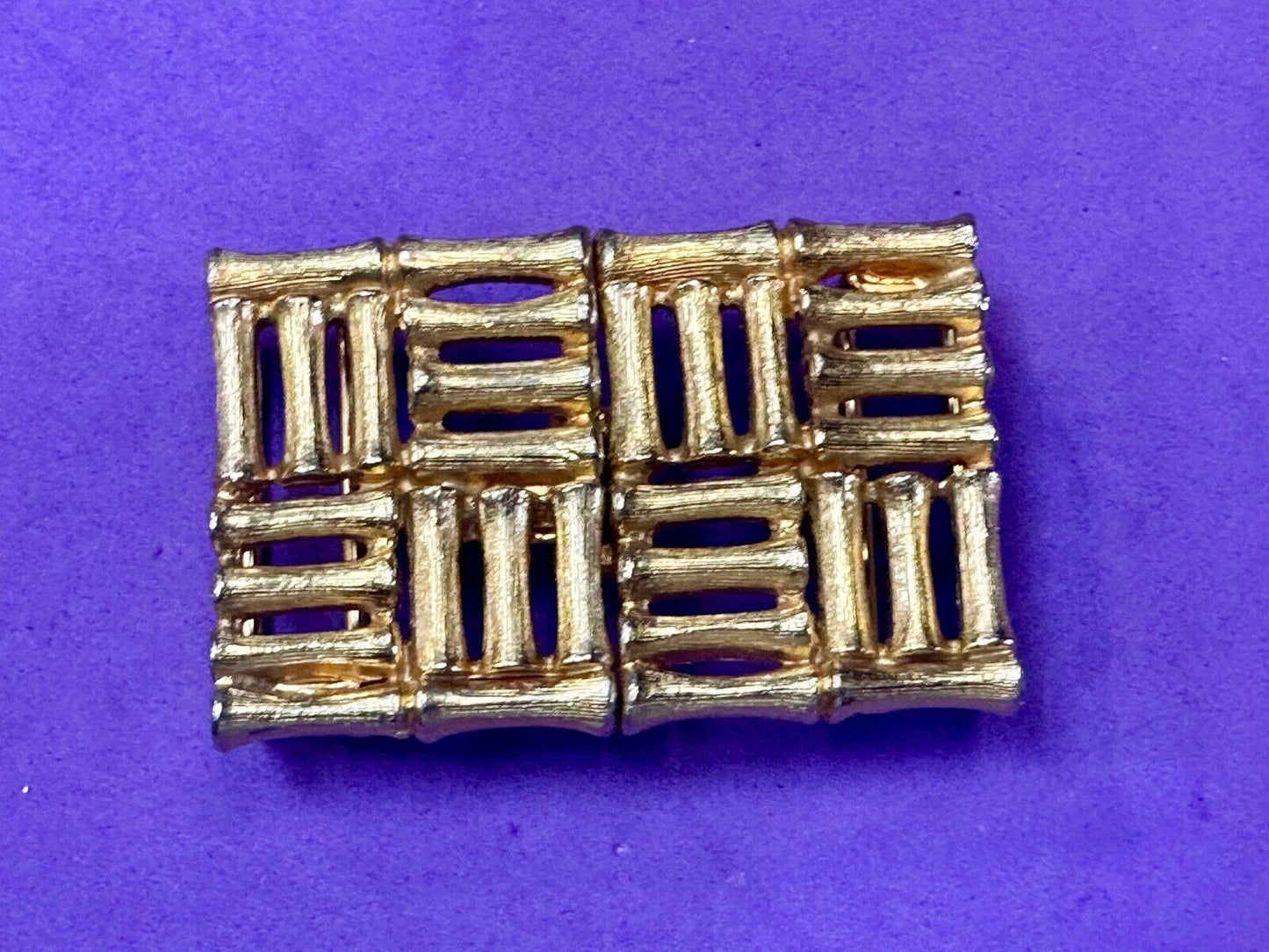 Bamboo Squares Two piece interconnecting vintage belt buckle by Mimi Di N