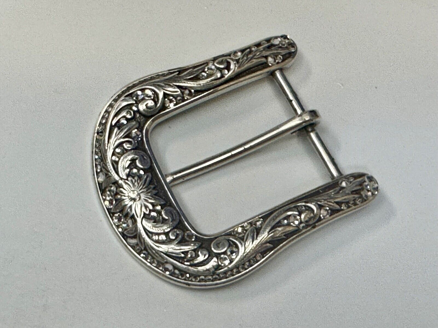 3" wide silver tone Cowgirls ranger style Belt Buckle with Rhinestone Accents