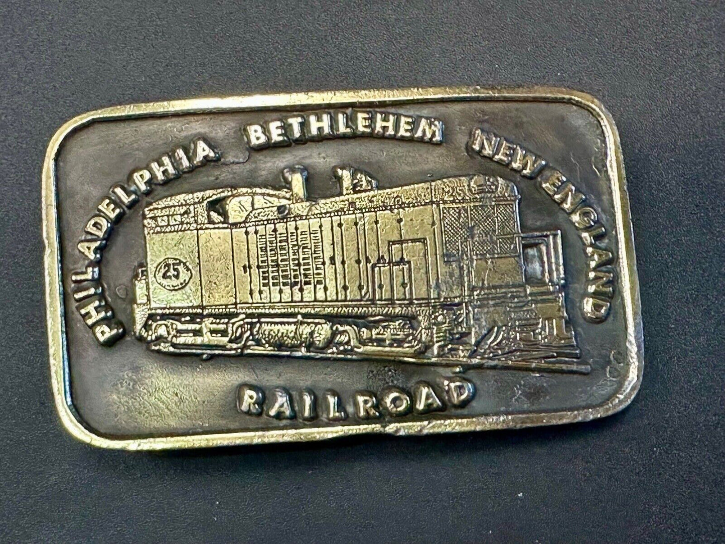 Train Engine 25 Philadelphia Bethlehem New England RR Tiffany Studio Belt Buckle
