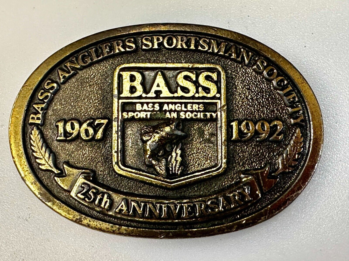 1992 Bass Anglers Sportsman Society Club 25th Anniversary Fishing Belt Buckle