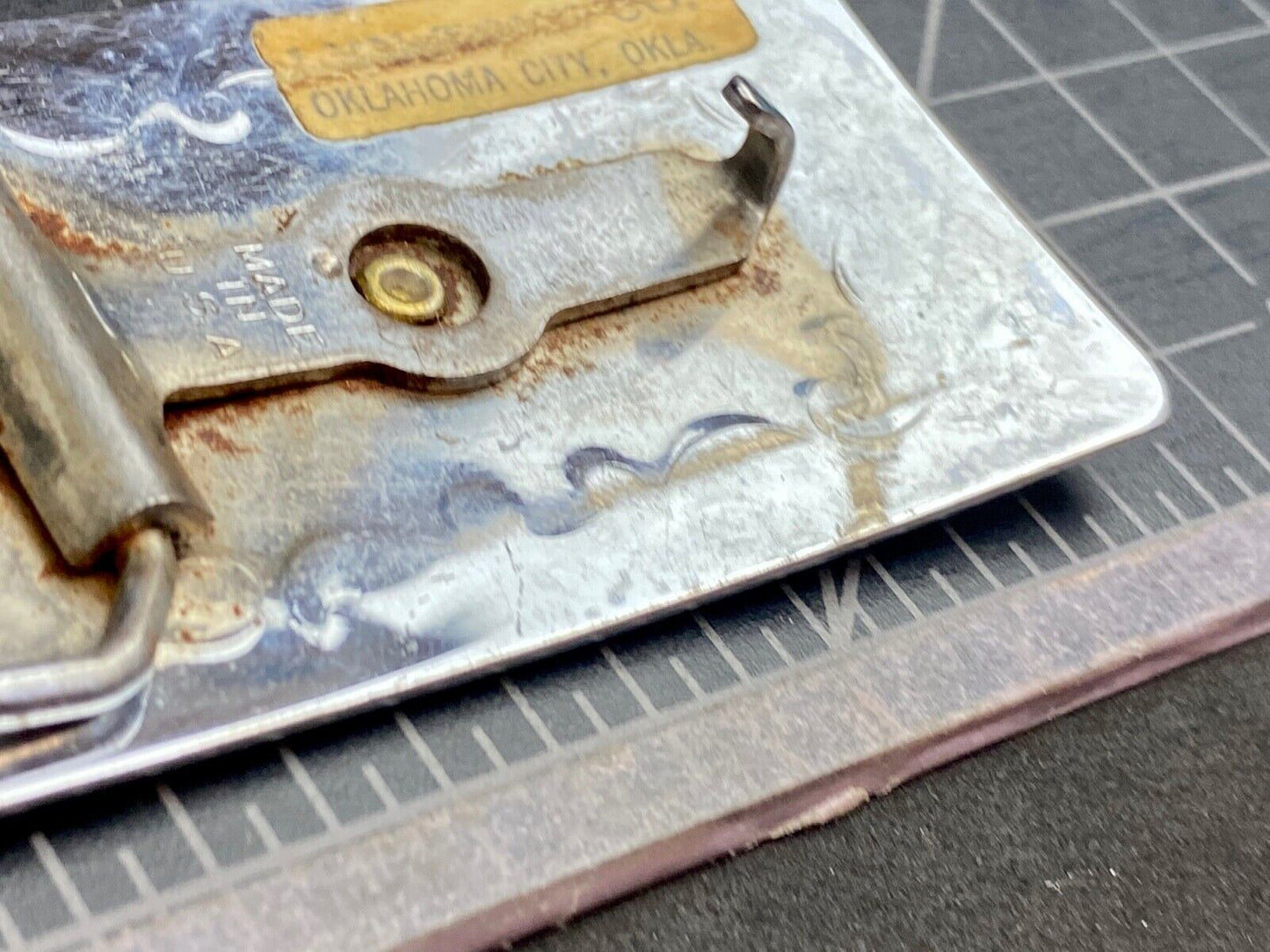 USA made western horse head bust on mixed metal belt buckle