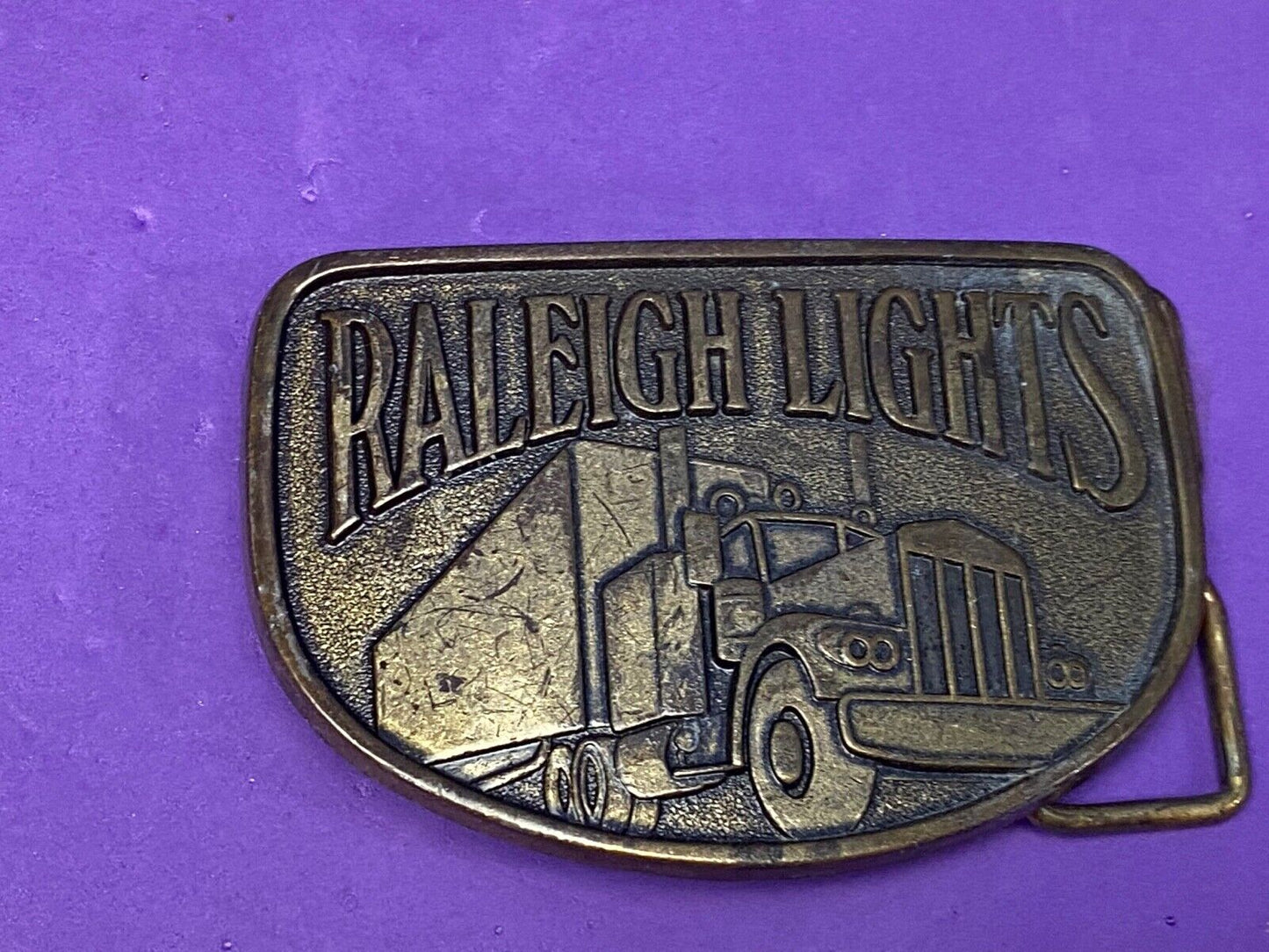 Vintage 80'S? Raleigh Lights Belt Buckle Cigarette Advertising Trucker