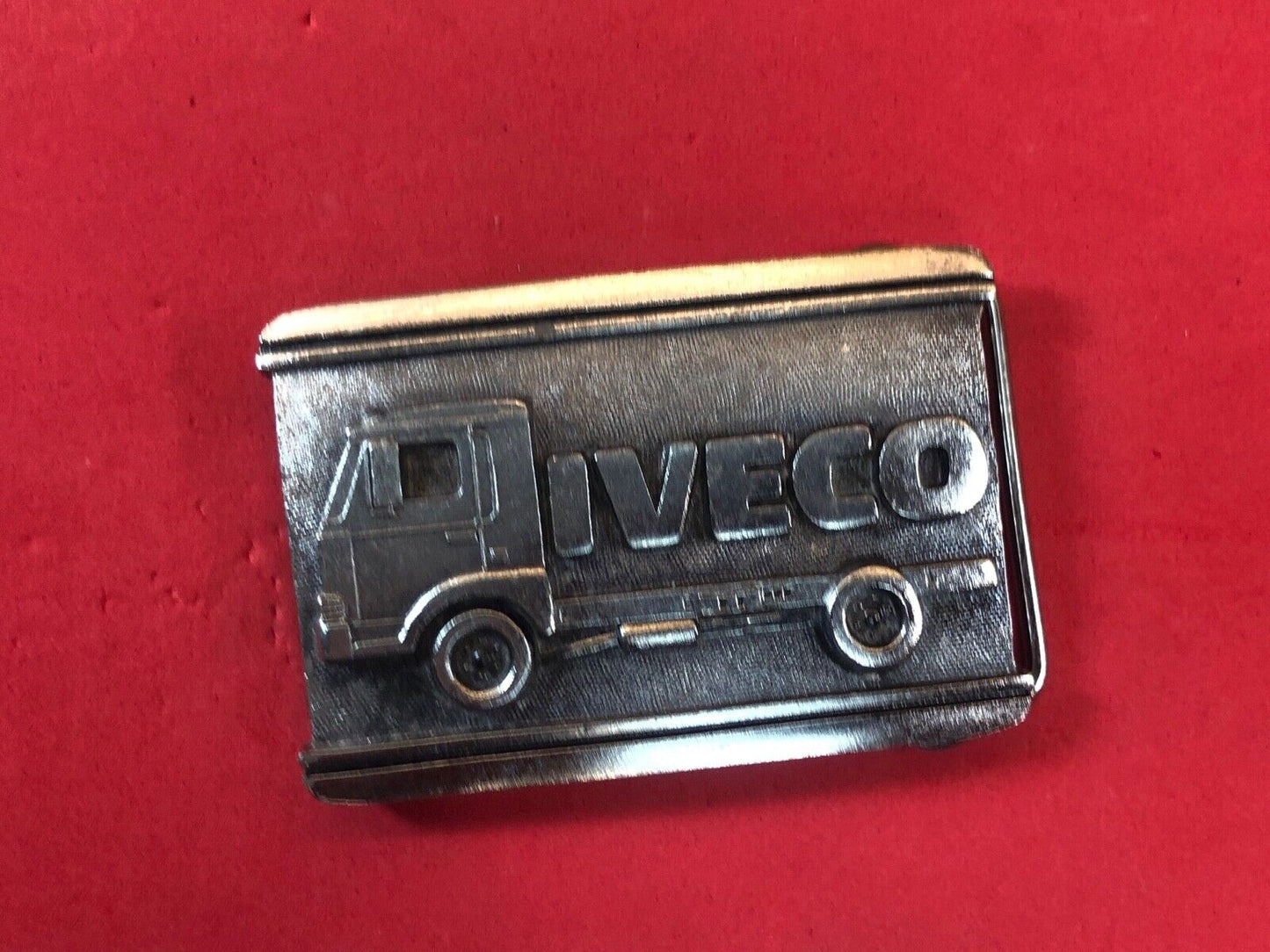 Vintage 1984 Limited Edition IVECO Flat bed trucking roll container belt buckle