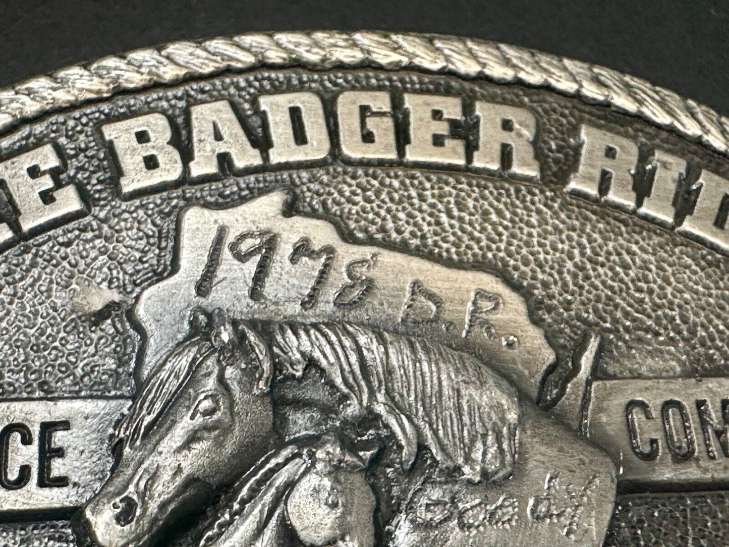 The Badger Ride WAHA Endurance Completive WI Arabian Horse Assn belt buckle