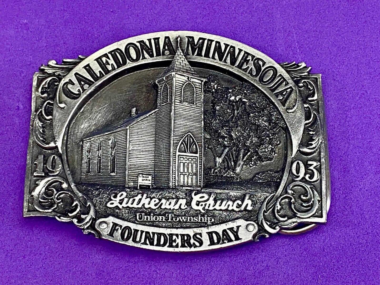 1993 Founder’s Days Caledonia MN belt buckle union township Lutheran church