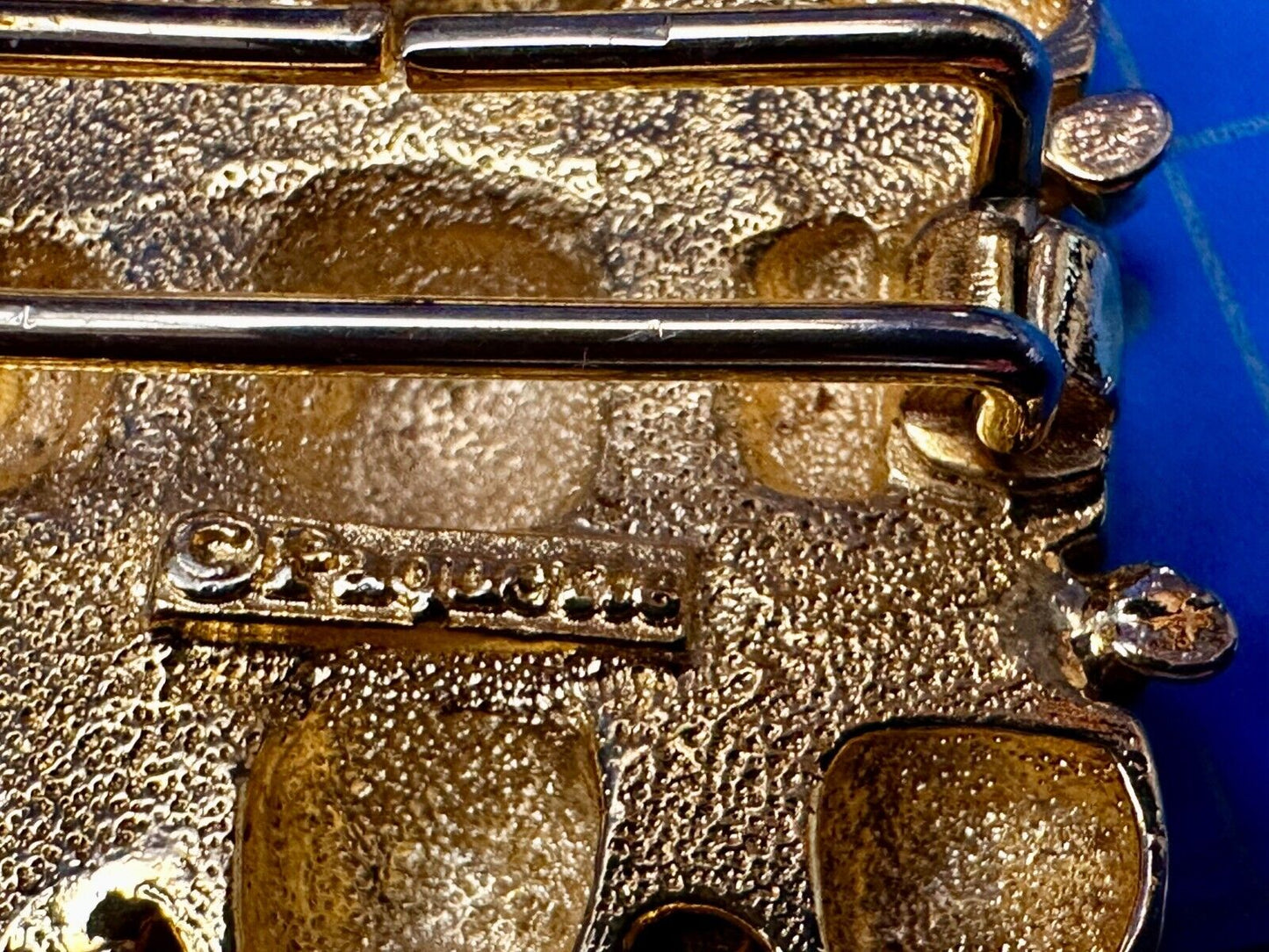 Tic Tax Toe Square Two Piece Interlocking Gold Tone Vintage Paquette Belt Buckle