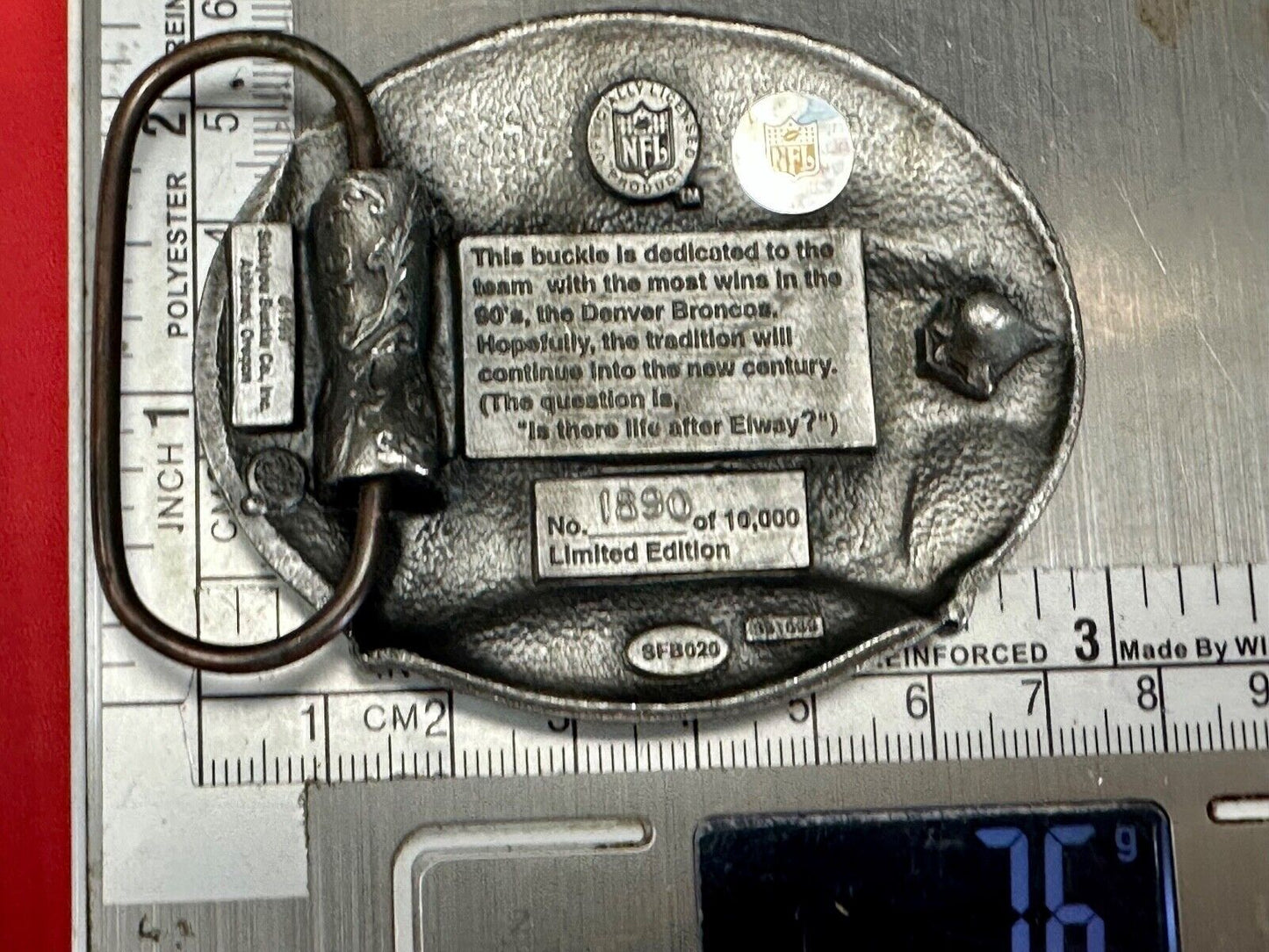 THE Denver Broncos - Most NFL Wins of the 1990's commemorative belt buckle