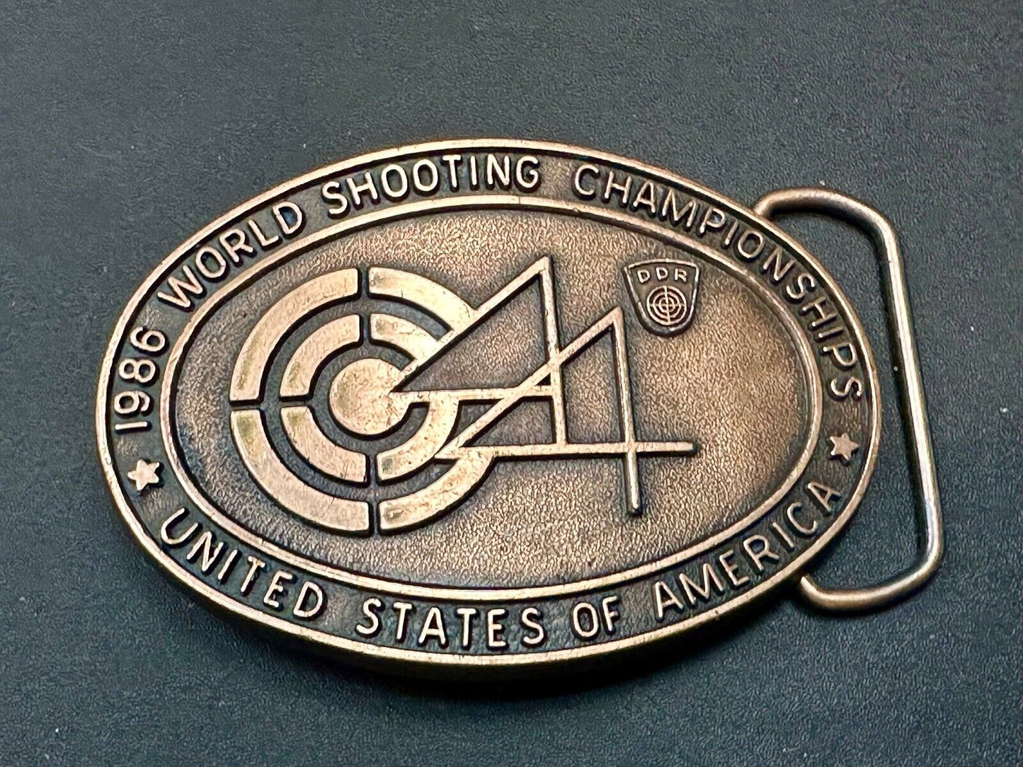 1986 Shooting TeamUSA World Shooting Championships Vintage belt buckle