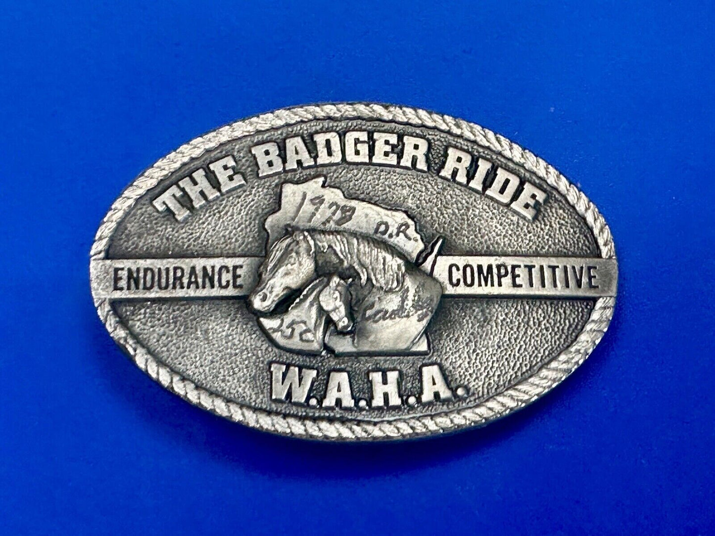 The Badger Ride WAHA Endurance Completive WI Arabian Horse Assn 77 belt buckle