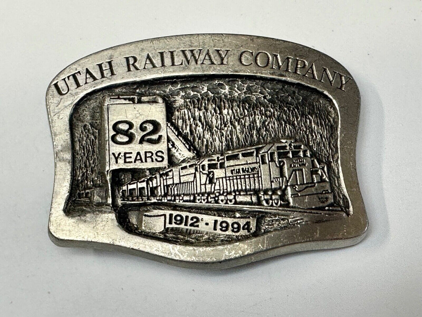 Utah Railway Co Vtg Train Railroad 82 Years - Gary Prazen Sculpture Belt Buckle