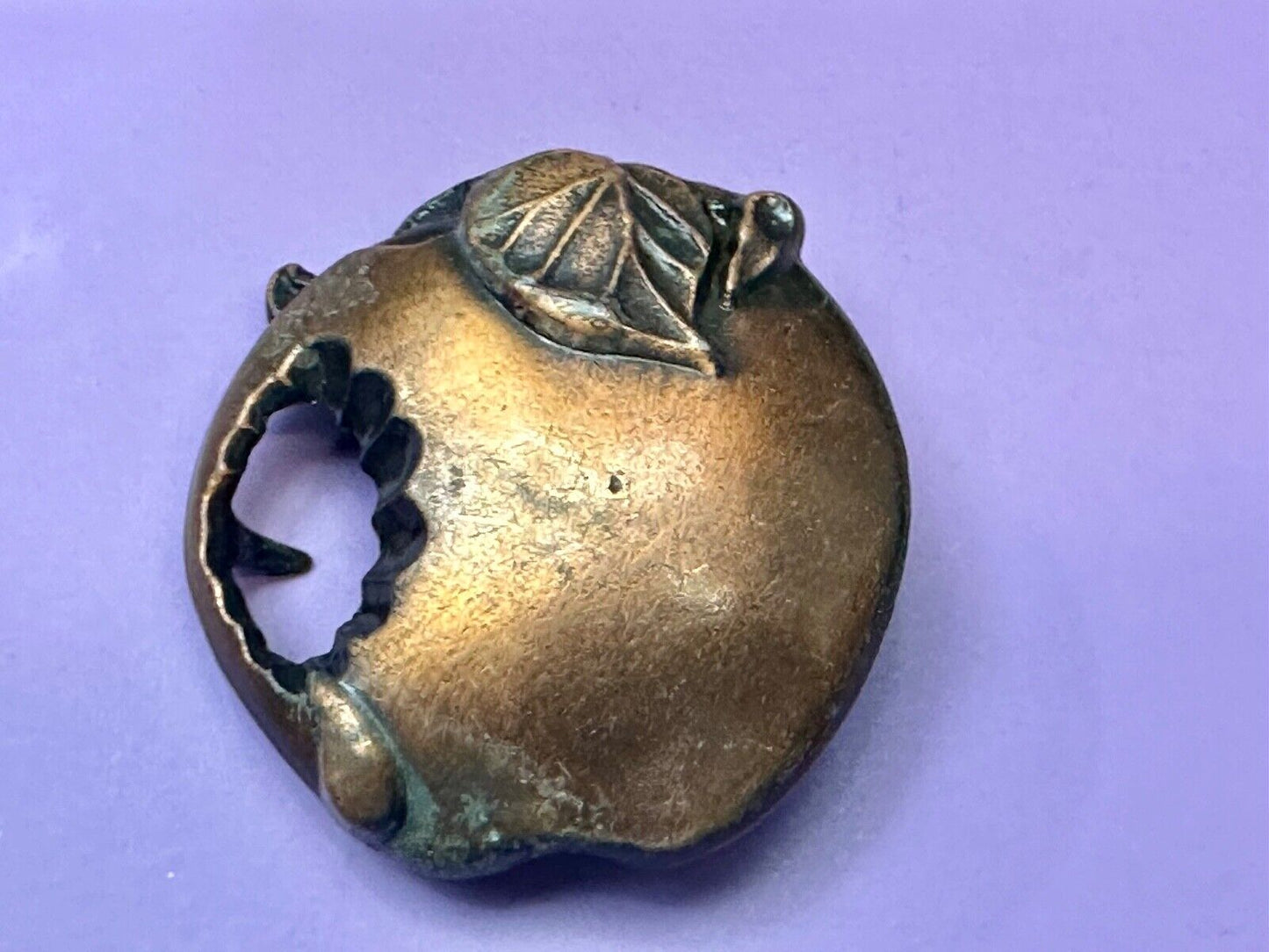 Apple with a bite taken out of it! Vintage figural Belt Buckle