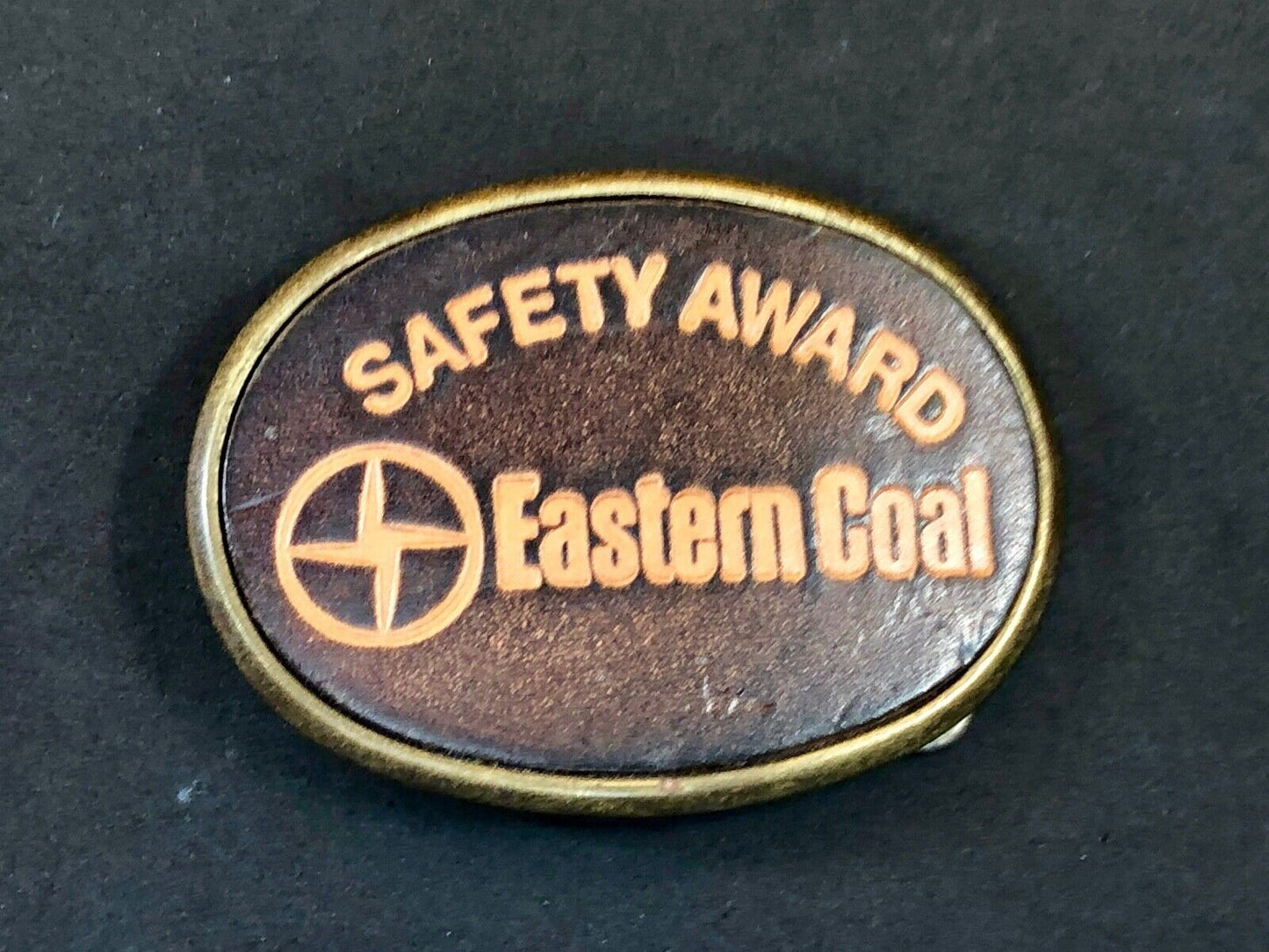 Vintage Leather El-Cid belt buckle Safety Award for Easter Coal