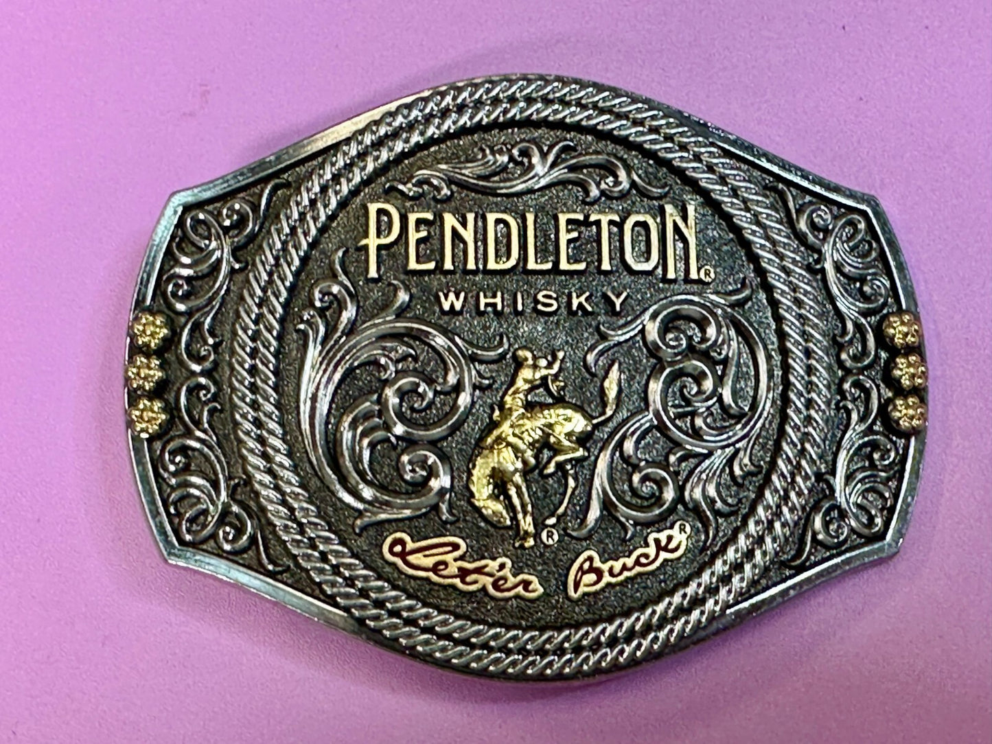 2021 Pendleton Whiskey Let'er Buck Rodeo Cowboy Montana Silversmiths Belt Buckle