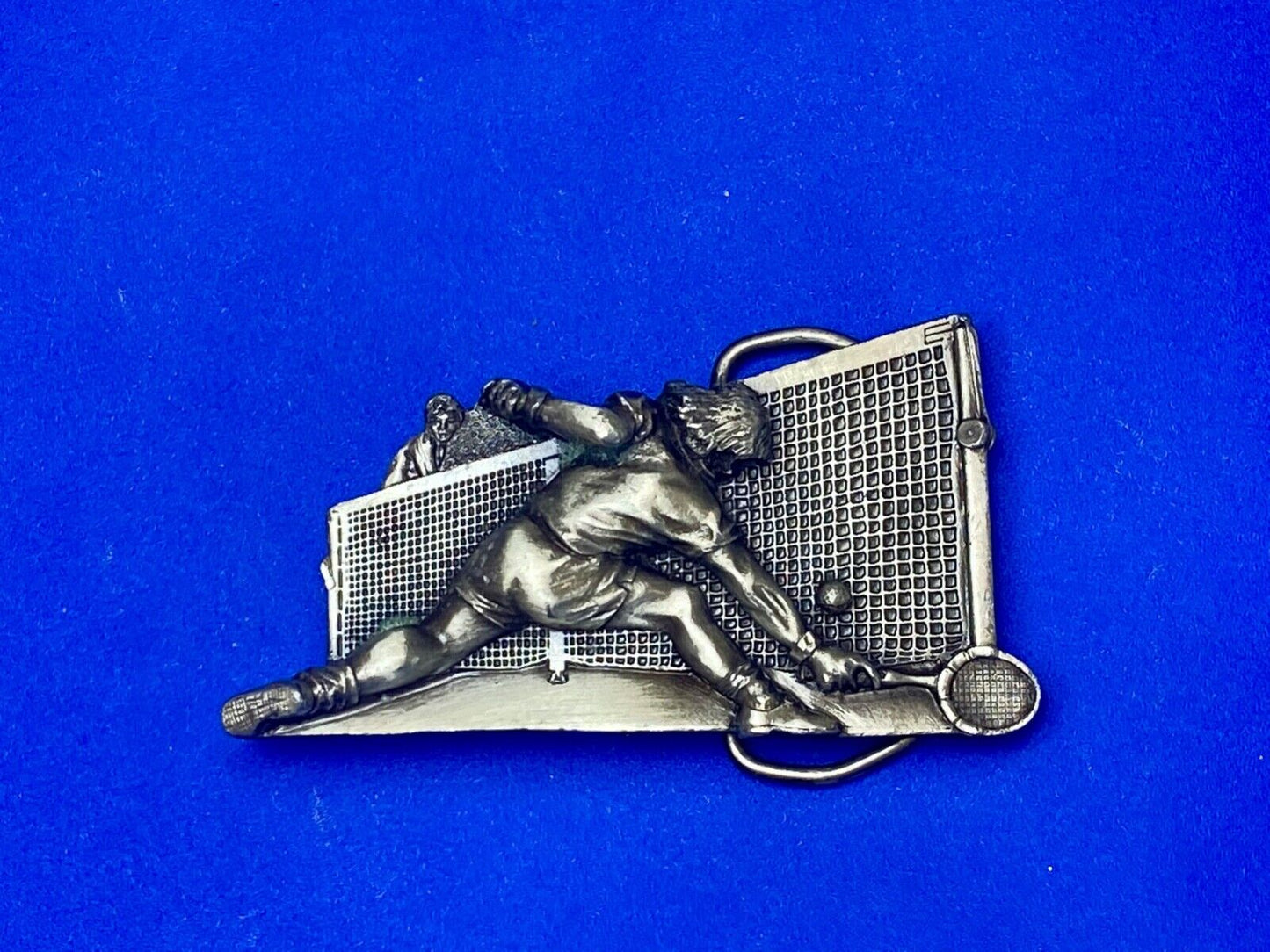 TENNIS sport game A-86 Vintage 1980 Bergamot brass works belt buckle