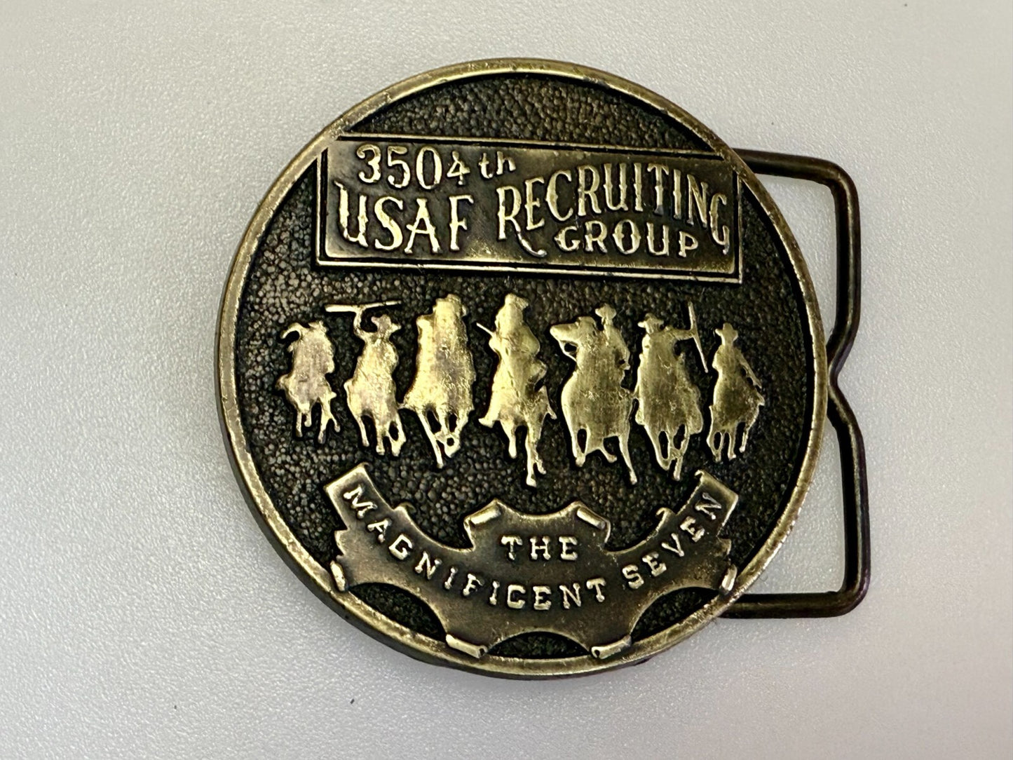 The Magnificent Seven 350 4th USAF Recruiting Top Group Chief Wheat Belt Buckle