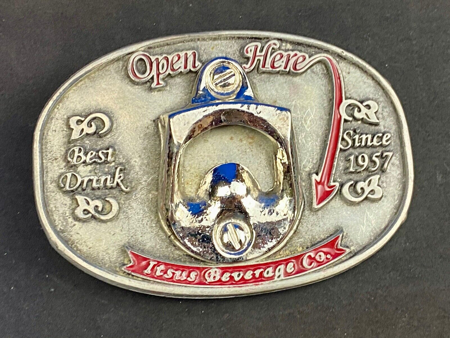 Vintage Bottle Opener Belt Buckle - Open Here - ultimate pickup line! maybe?