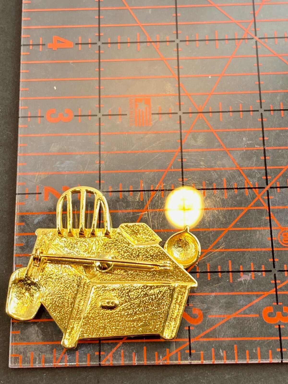 Teacher's Desk Chair Book Apple Globe Gold-Tone Metal Brooch by JJ