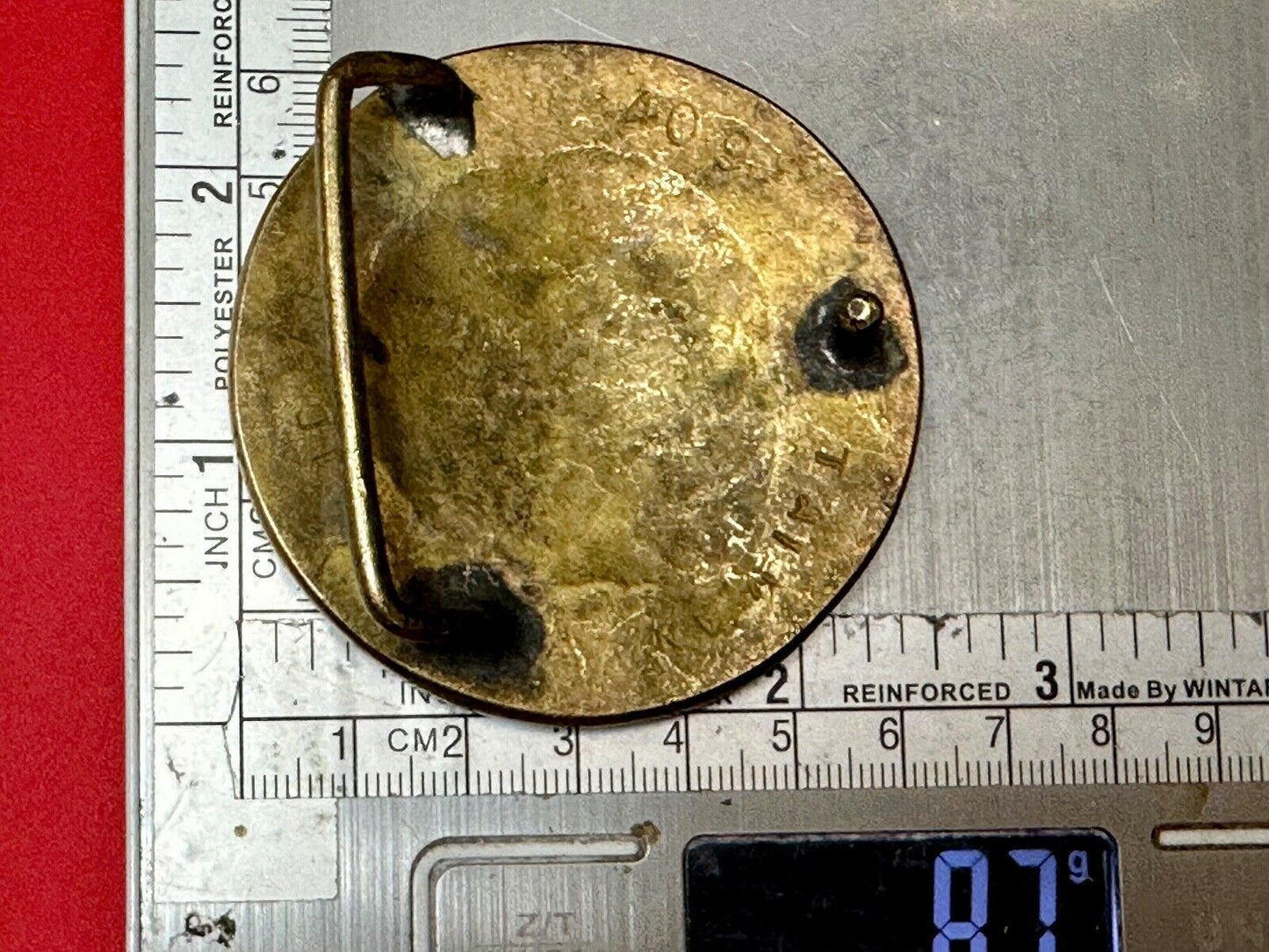 Aztec Mayan Figure Symbols Vintage Round Brass Hippy Style Belt Buckle