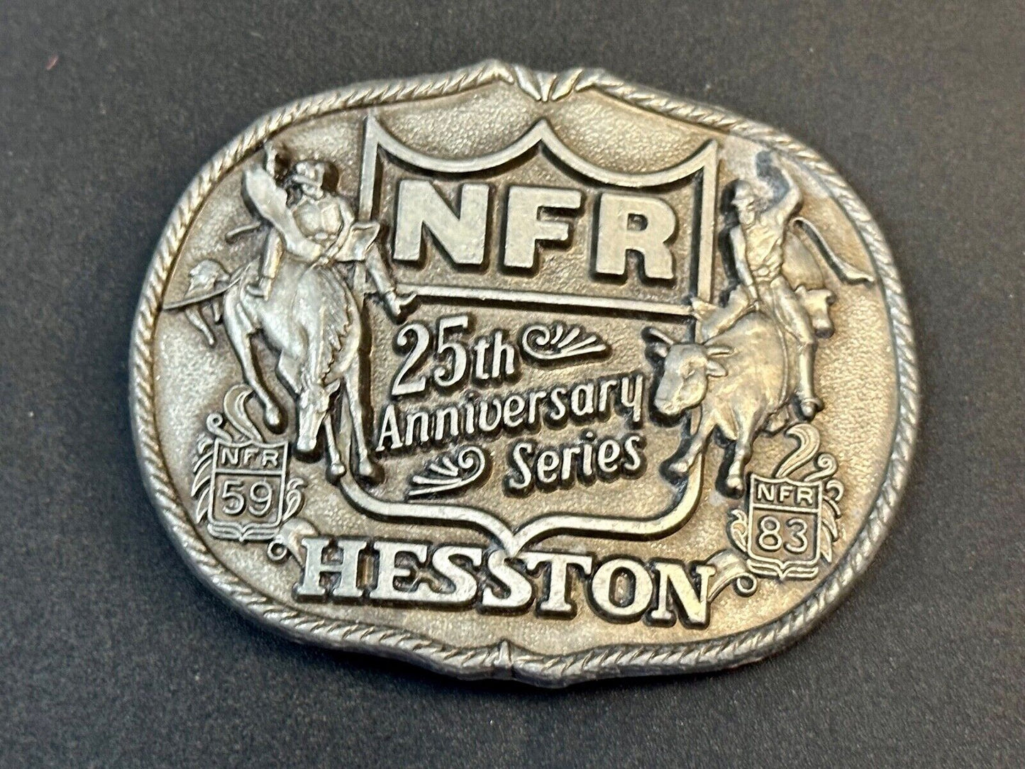 1983 HESSTON Belt Buckle NFR 25th Anniversary First Edition Limited Rodeo